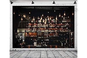 CORFOTO 7x5ft Fabric Vintage Lighting Bar Scene Backdrop