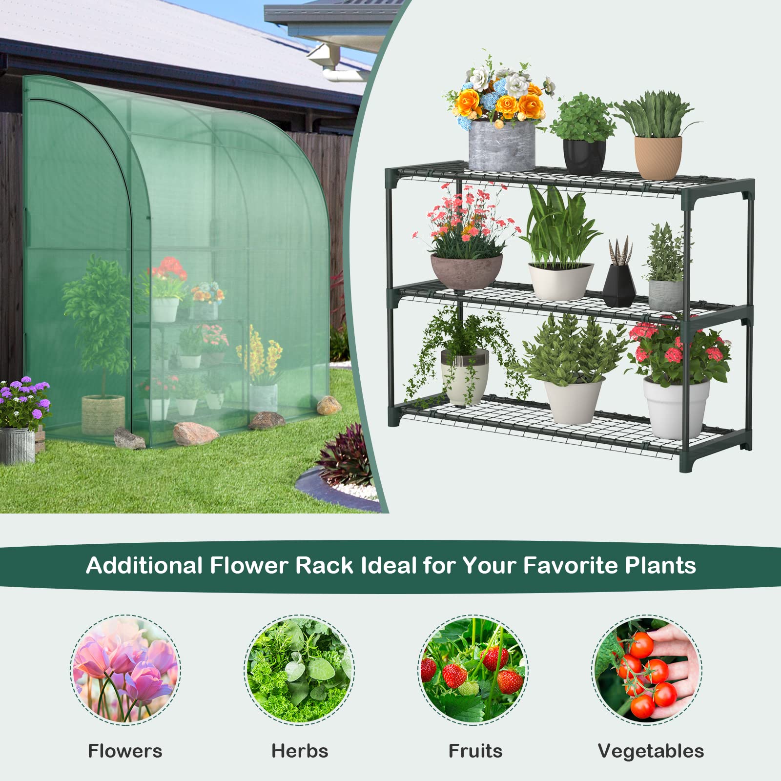 Amazon.com : Graffy 7'x3.5'x7' Lean to Greenhouse, Walk in Green