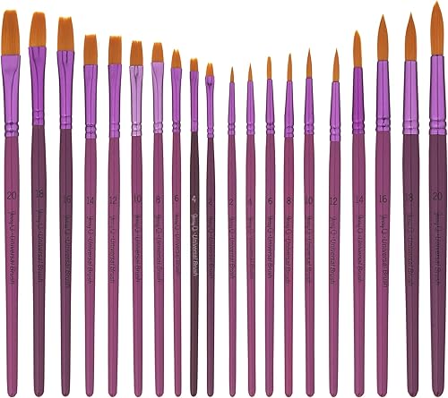 Miniatura 2 de Juego de pinceles universales Taklon de oro para acuarela, acrílico, aceite, témpera. mangos cortos de madera JQ202