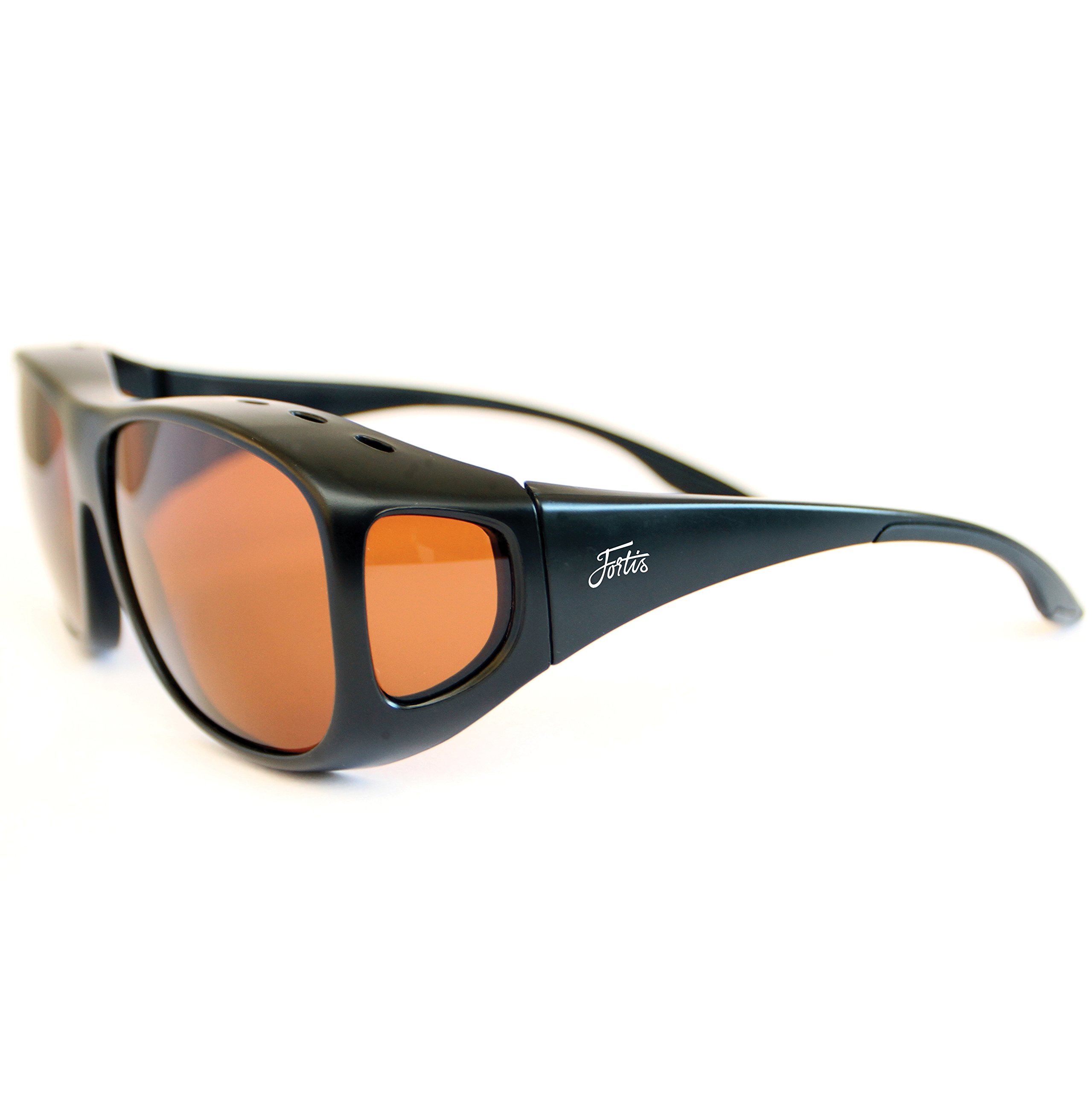 FortisPolarised Comfortable Lightweight Carp Fishing Overwrap Sunglasses (Black Frame, Brown Lenses)