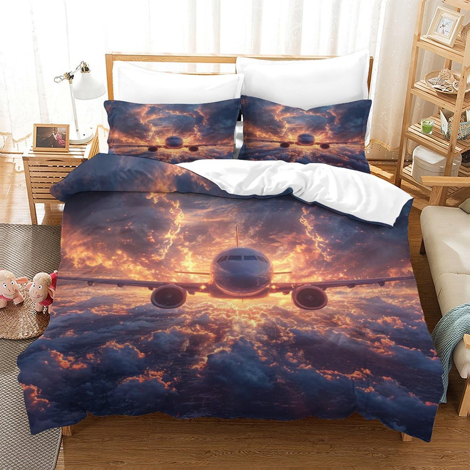 Parure de lit avion pour chambre d'enfant douce et confortable