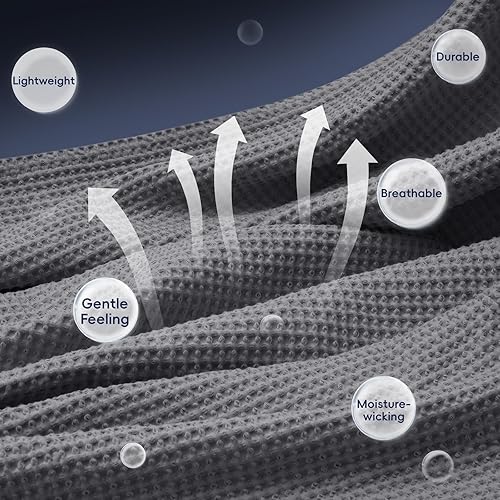 Miniatura 4 de PHF - Manta 100% algodón tejido gofre tamaño Queen 90 x 90 pulgadas, manta suave y transpirable prelavada para todas las estaciones, capa perfecta
