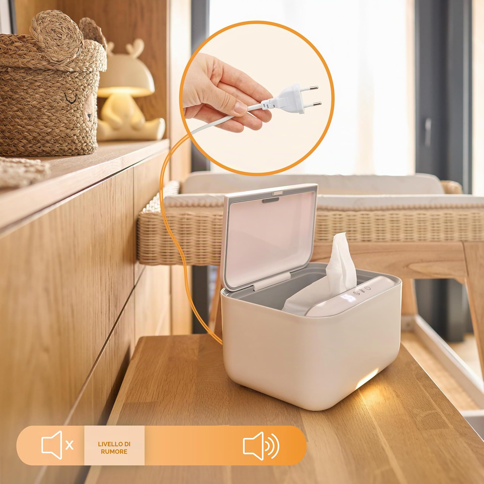 LIONELO BabyBliss Scaldasalviette per Neonati con Pannello Touch, Senza BPA | 3 Livelli di Temperatura, Luce Notturna, per Salviette Umidificate Lavabili