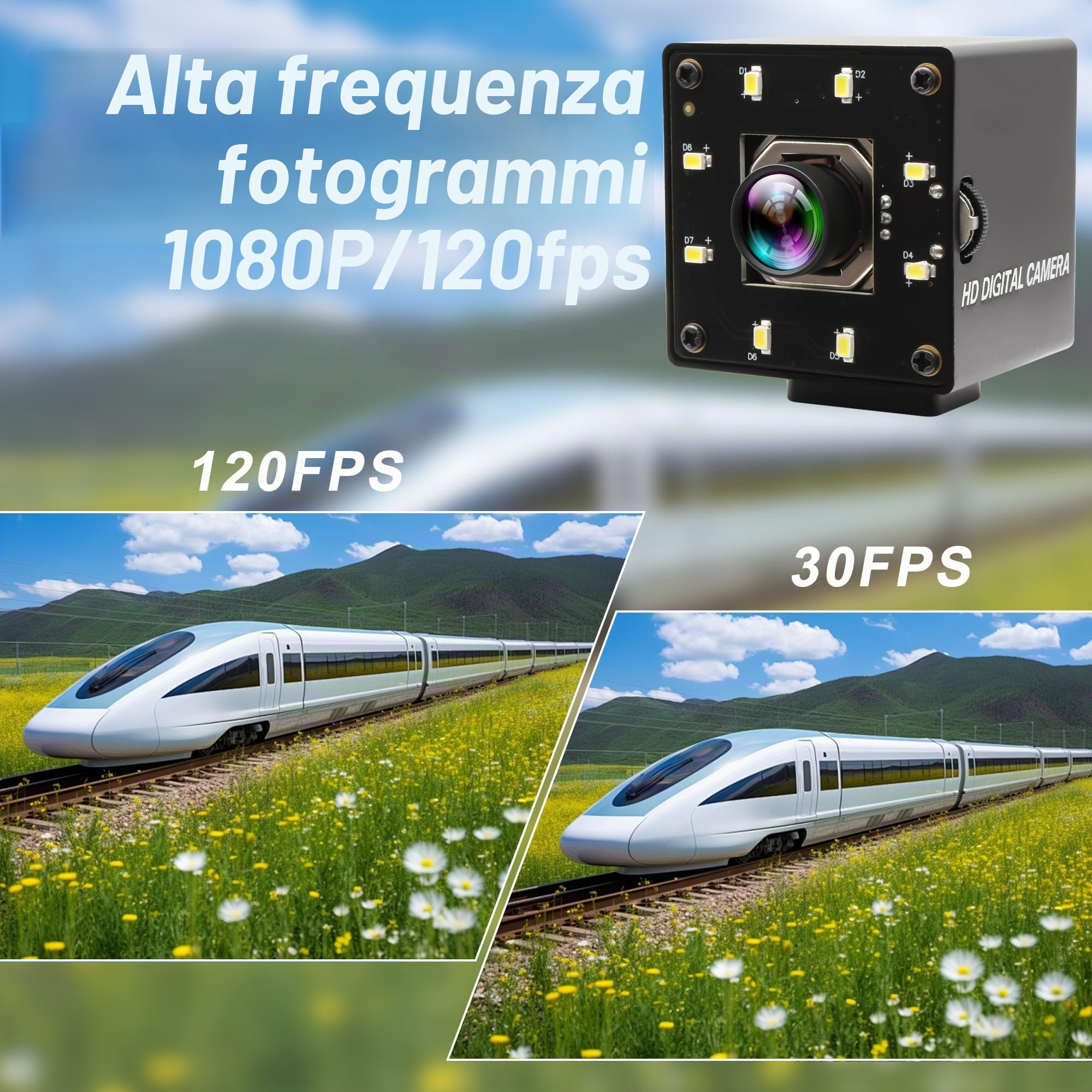 ELP 120fps - Fotocamera USB 4K Webcam USB autofocus 12 MP con obiettivo di visione notturna a colori a 100 gradi, compatibile con UVC Plug and Play per Windows Linux Mac OS Jetson Nano PC Camera