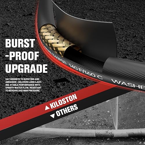 Miniatura 3 de Manguera de arandela trenzada de alambre de acero de 50 pies, resistente a las torceduras, 248 bares3600 PSI, manguera de repuesto resistente a las