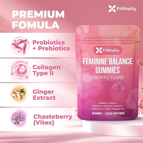Miniatura 3 de Gomitas de equilibrio femenino, probióticos vaginales y salud digestiva, probióticos, colágeno tipo II, casteberry, vitamina C y magnesio, 60