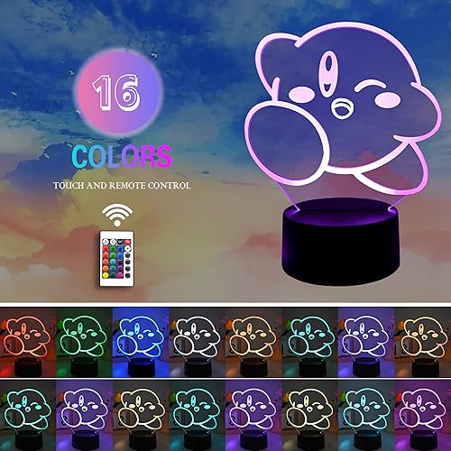 Miniatura 2 de Kirby Light Lámpara de anime 3D Luces nocturnas Lindos juegos de dibujos animados Anime Acción Muñecas Decoración del Hogar Luces Niños Regalos de