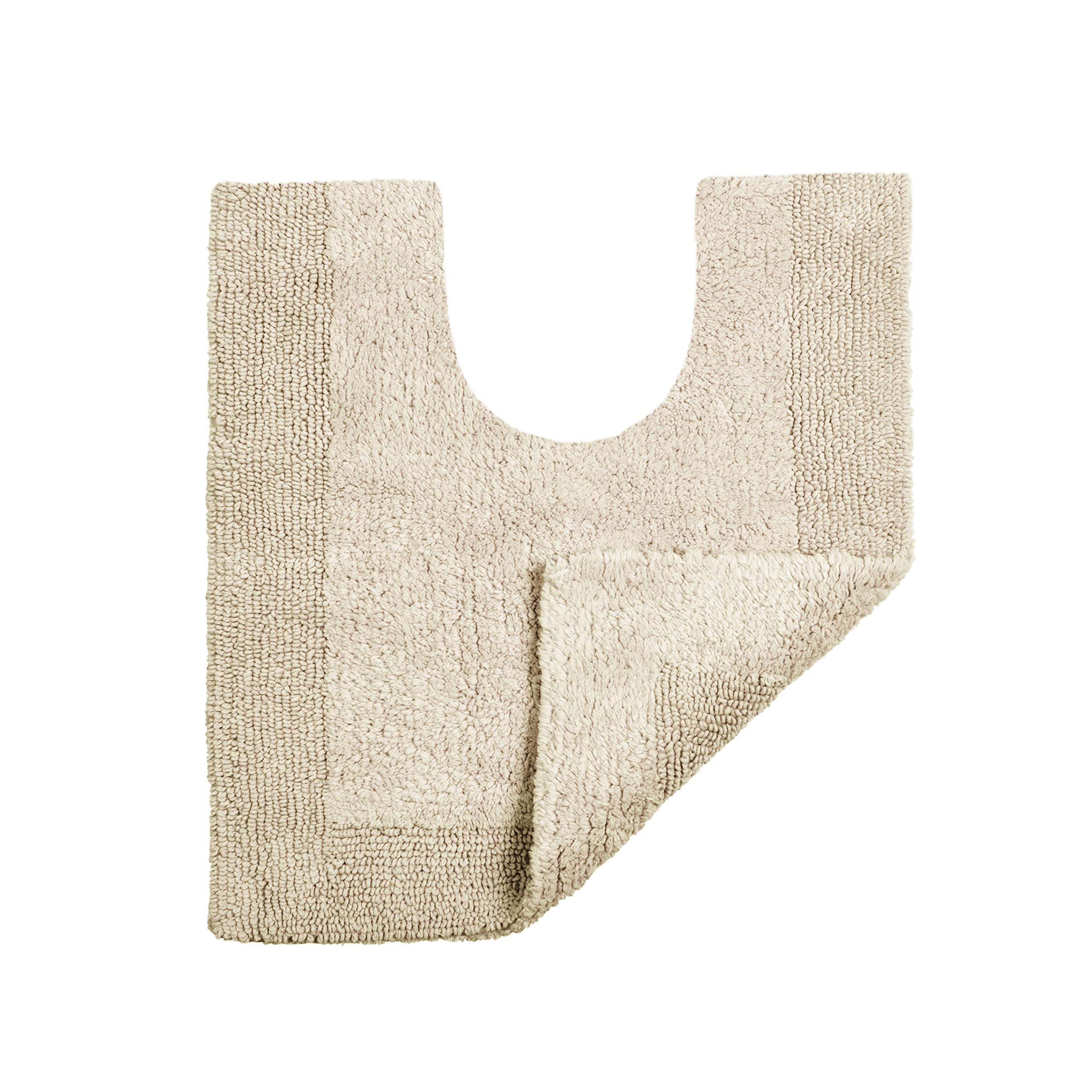 Allure Bath Fashions Stone Allure Heavyweight Reversible Pedestal Toilet Mat, 100% Cotton, Super Soft, Washable, Large Size 55Cm X 55Cm (Stone)