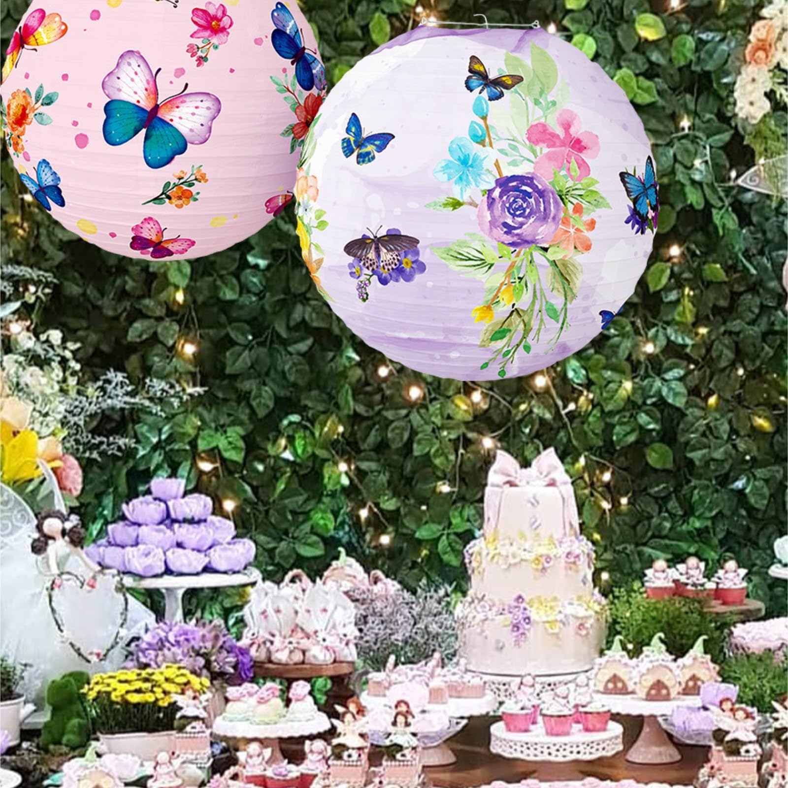 Papierlaterne Laterne 8 Stück Schmetterlings- Und Blumen-Papierlaternen for Sommerpartys, Teepartys Hochzeiten Hochzeit(Pink)