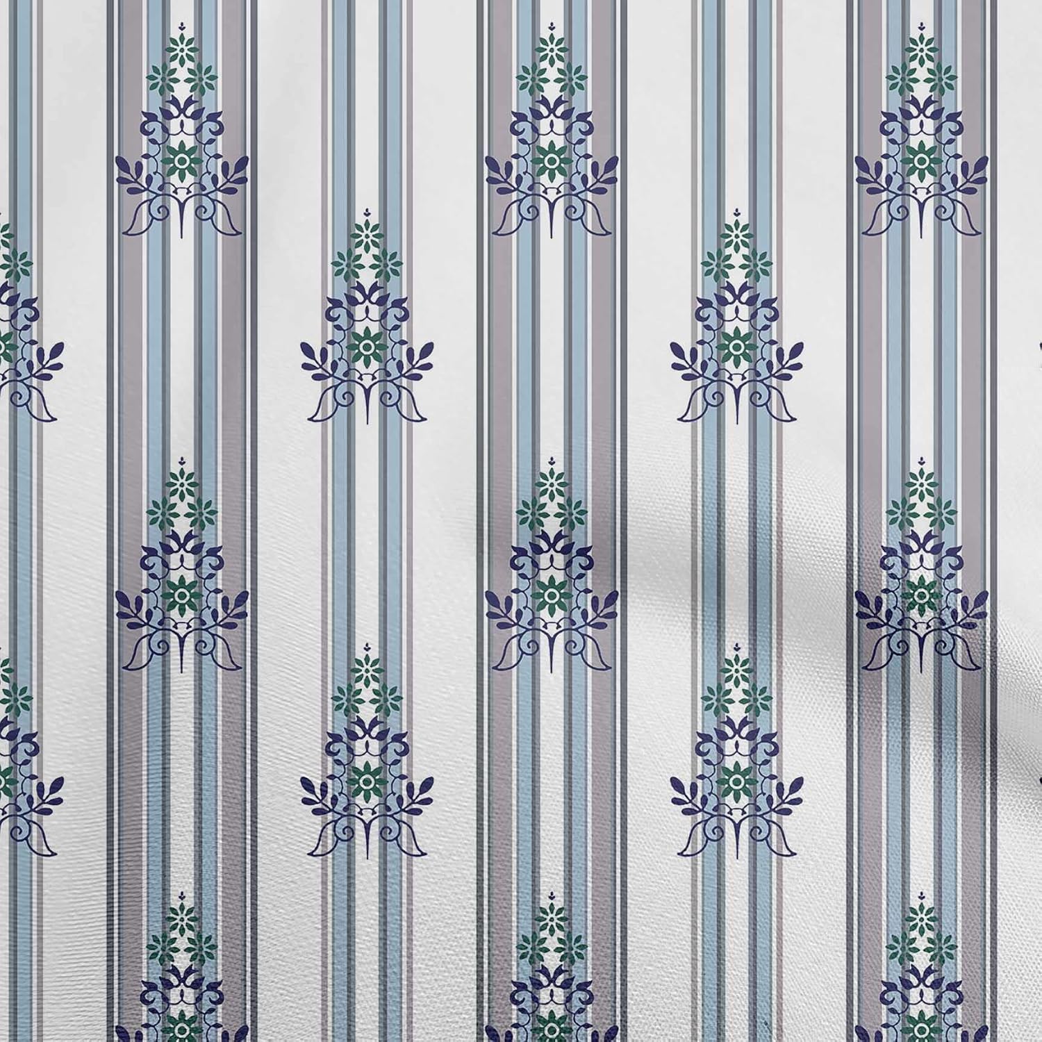 oneOone Viscose Chiffon Blue Fabric Floral Quilting Supplies Print Sewing Fabric by The Yard 42 Inch Wide-679