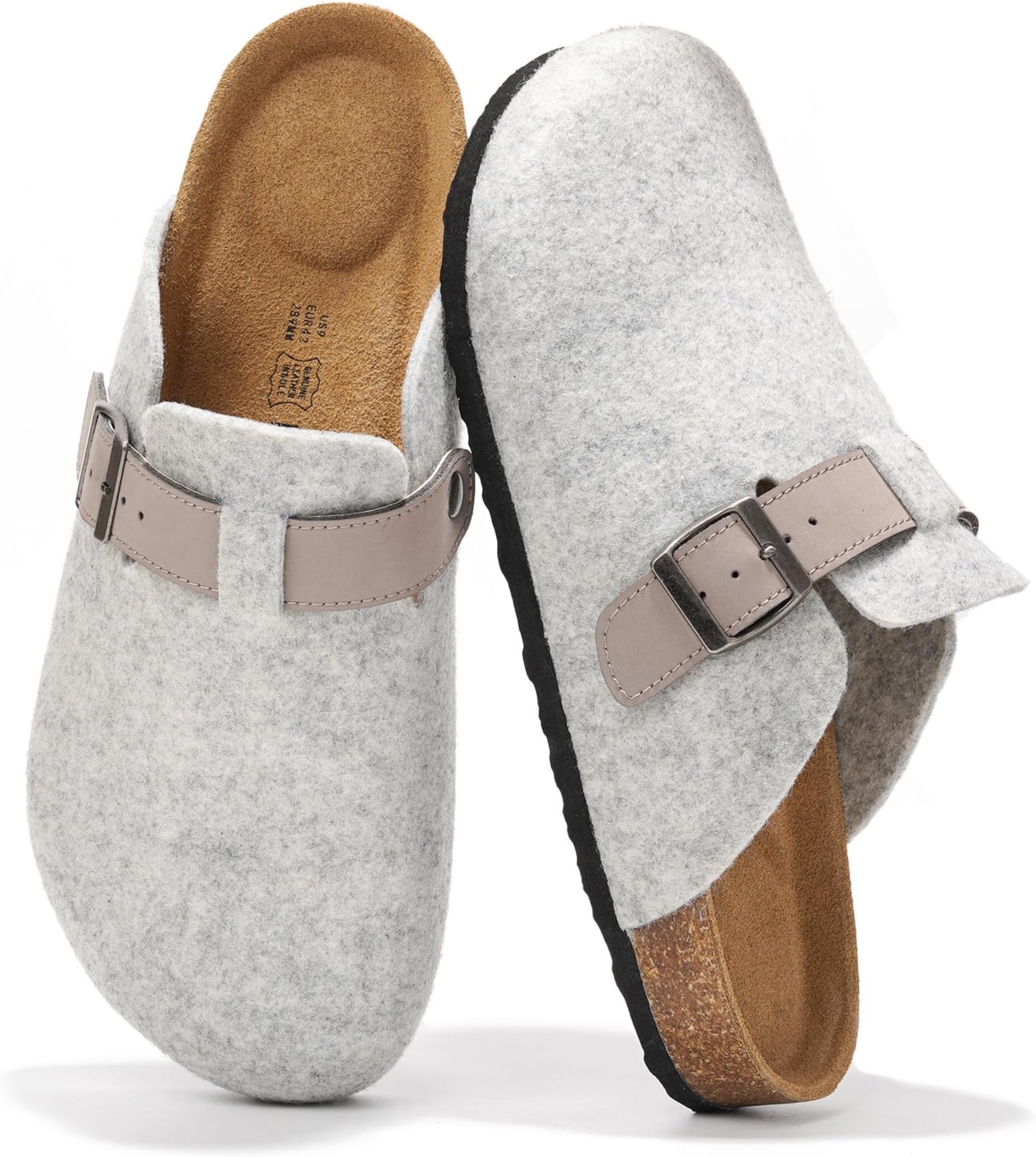 Project Cloud Mens Clogs - 100% Full Grain Genuine Leather Memory Foam Clogs for Men Arch Support Cork Footbed - Non Slip Platform Mules (Brooklyn)