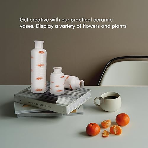 Miniatura 5 de Hallops Jarrones de cerámica Juego de 3 3 x 10, 3 x 7.5 pulgadas, 3 x 5 pulgadas Jarrón único moderno y minimalista para el hogar Jarrones