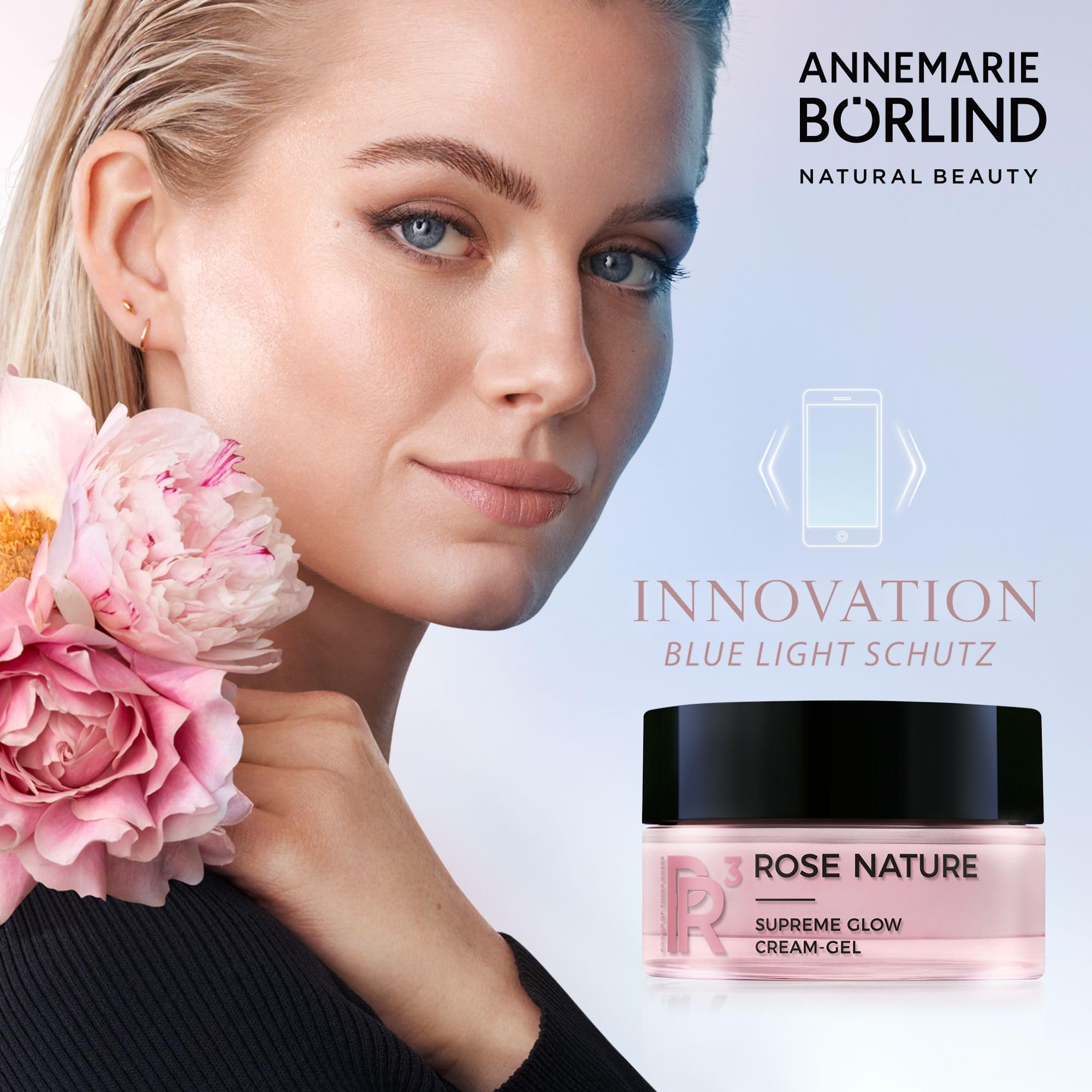 ANNEMARIE BÖRLIND ROSE NATURE Supreme Glow Gel 50 ml | Gesichtsgel, Sorgt für Glow, Feuchtigkeitsspendende Gesichtspflege, Aufpolsternd, Mildert Falten, Schutz vor Blue Light