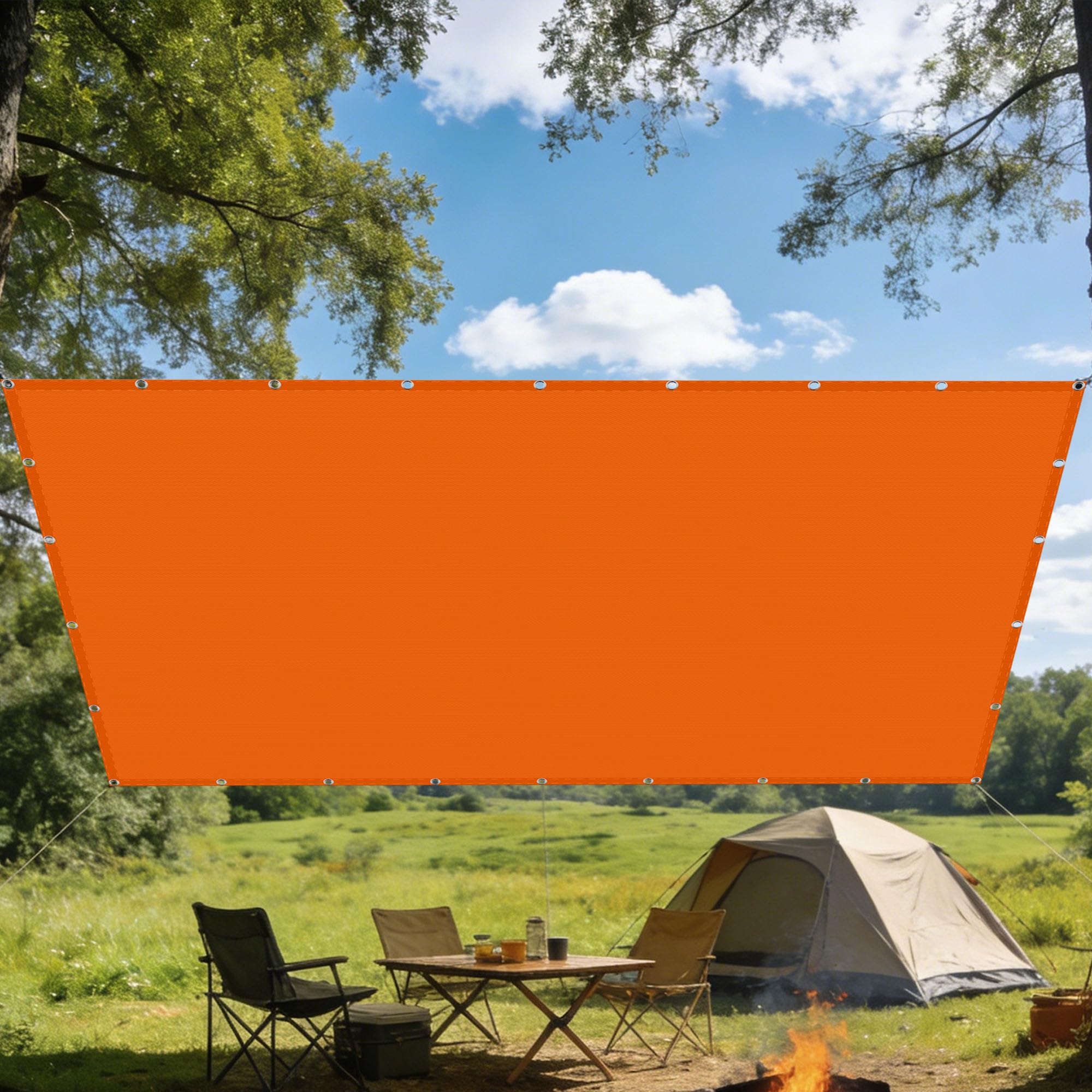 Toile ombrage imperméable pour piscine et patio grand format 400 x 500 cm orange