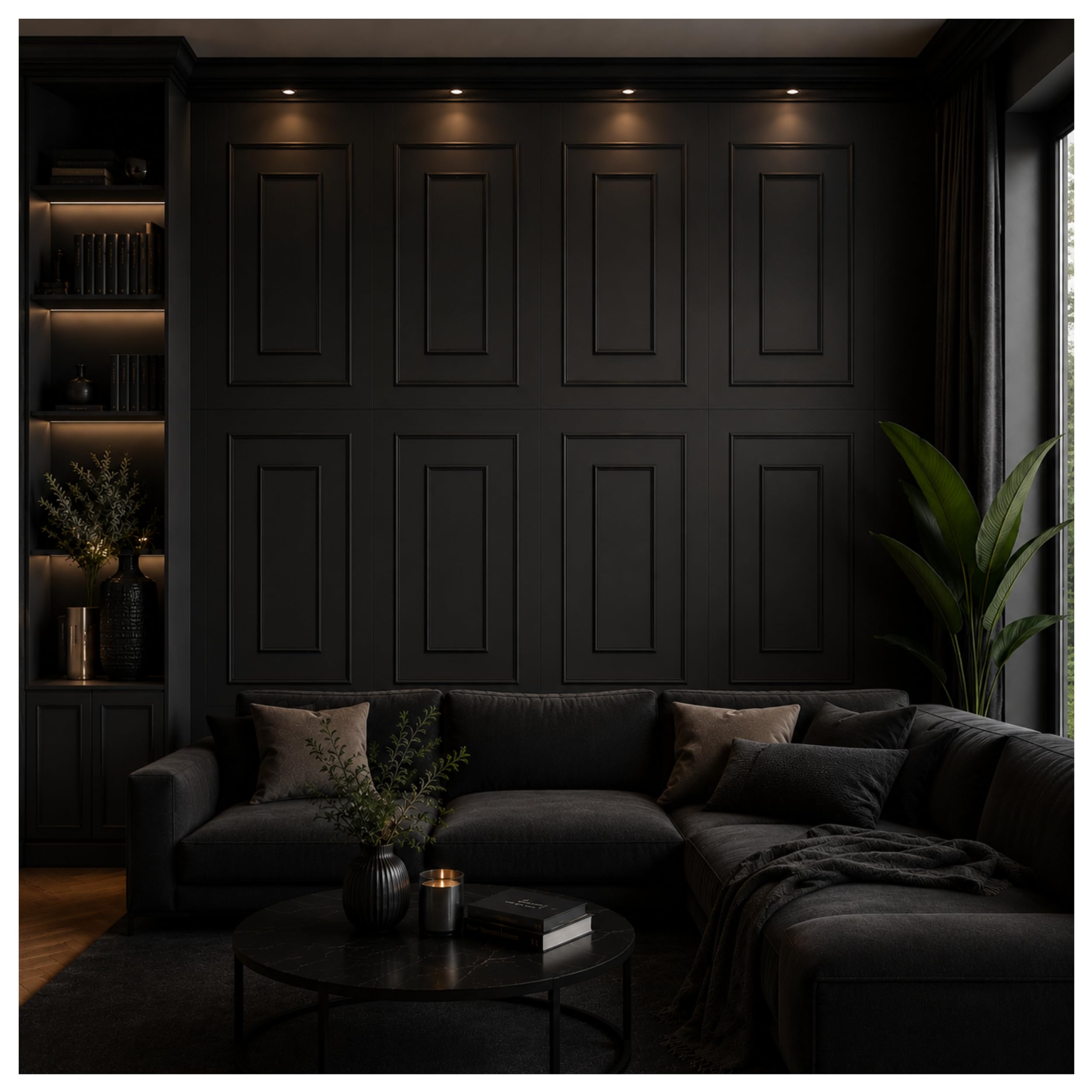 DECCART Wandpaneele Schwarz 100x50 cm 8 Stück