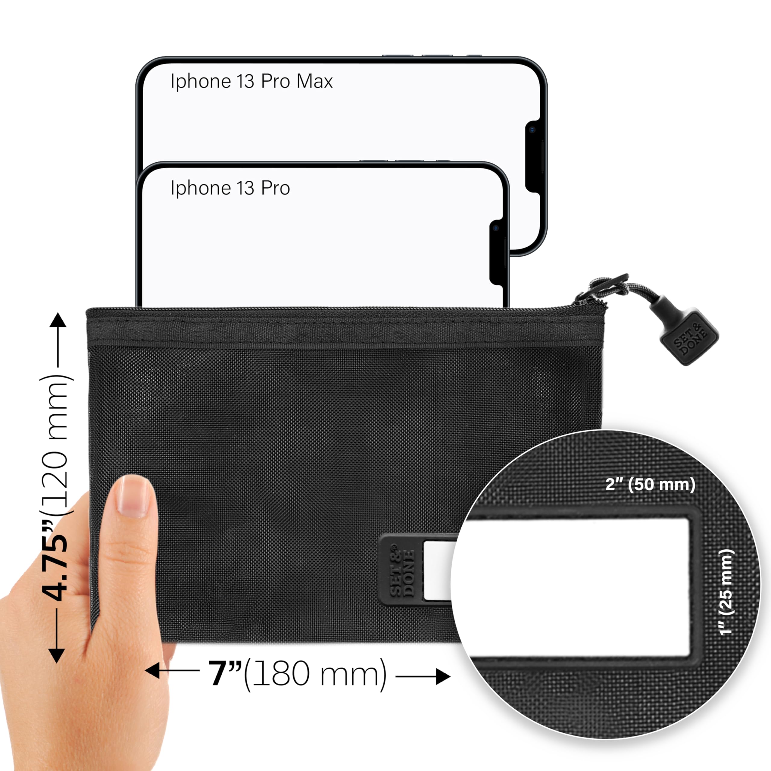 Set & Done Reißverschluss-Tasche, strapazierfähige Nylon-Netztasche für Bleistifte, Stifte, Kosmetik, Reise-Set, Organizer, kleine Dokumentenaufbewahrung mit Personalisierung, mehrfarbig, 8er-Pack,