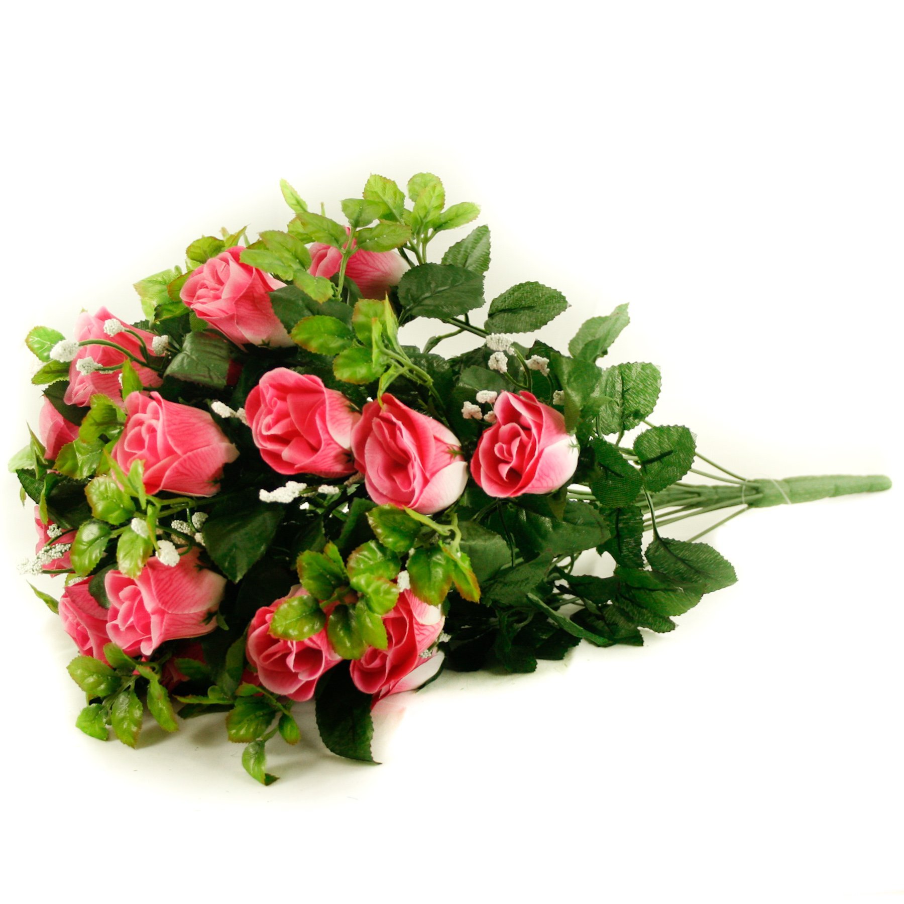 Floristrywarehouse Pink Artificial Silk Flower Rose & Gyp Bunch 24 Stems Of Roses 55Cm