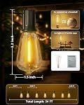 Outdoor String Lights Waterproof, 54FT Dimmable Patio Lights with 15+1 Shatterproof Edison Bulbs, 2700K LED Connectable Hanging String Light for Outside, Backyard, Garden, Gazebo, Deck