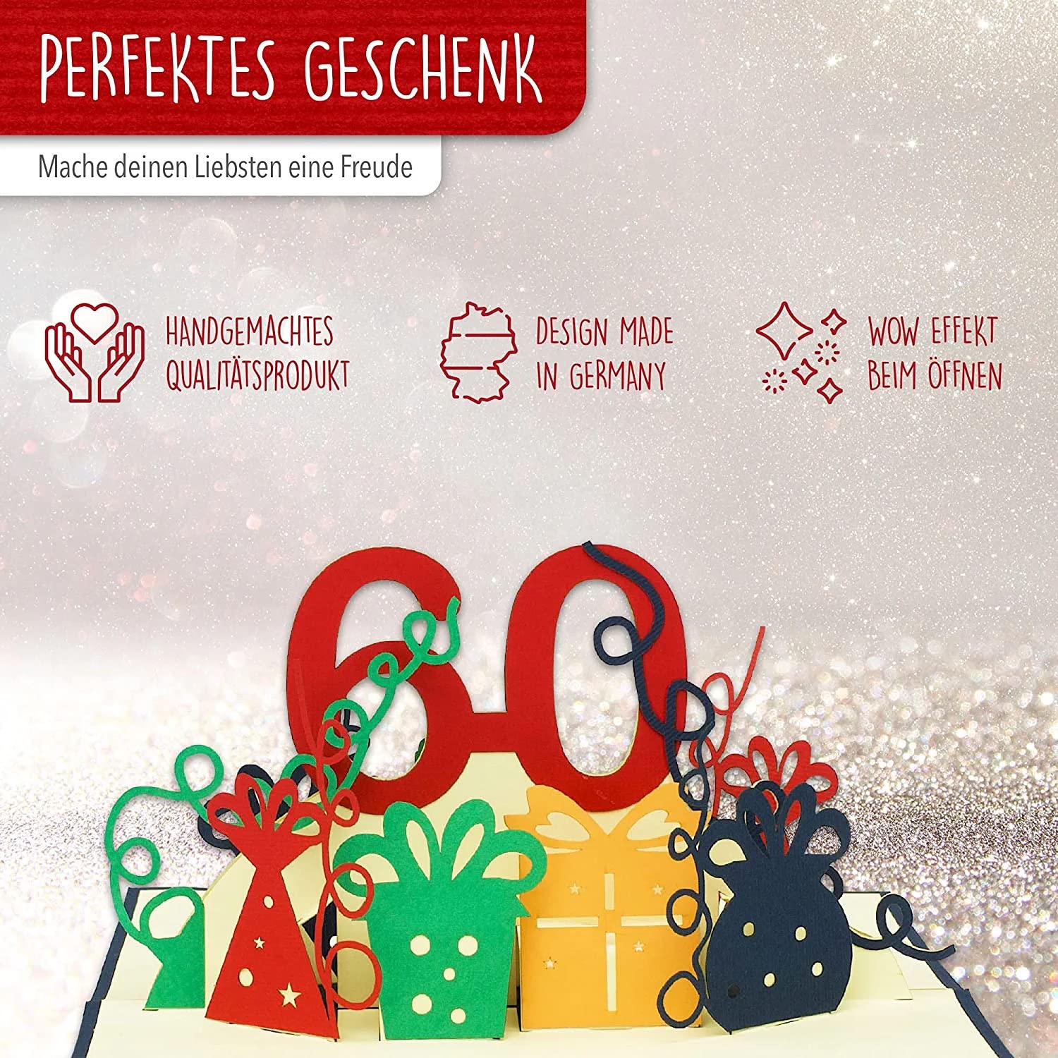 LINPopUp®, Carte De Vœux 3D Anniversaire 65e Anniversaire, Fees 65 Ans, Rouge N226