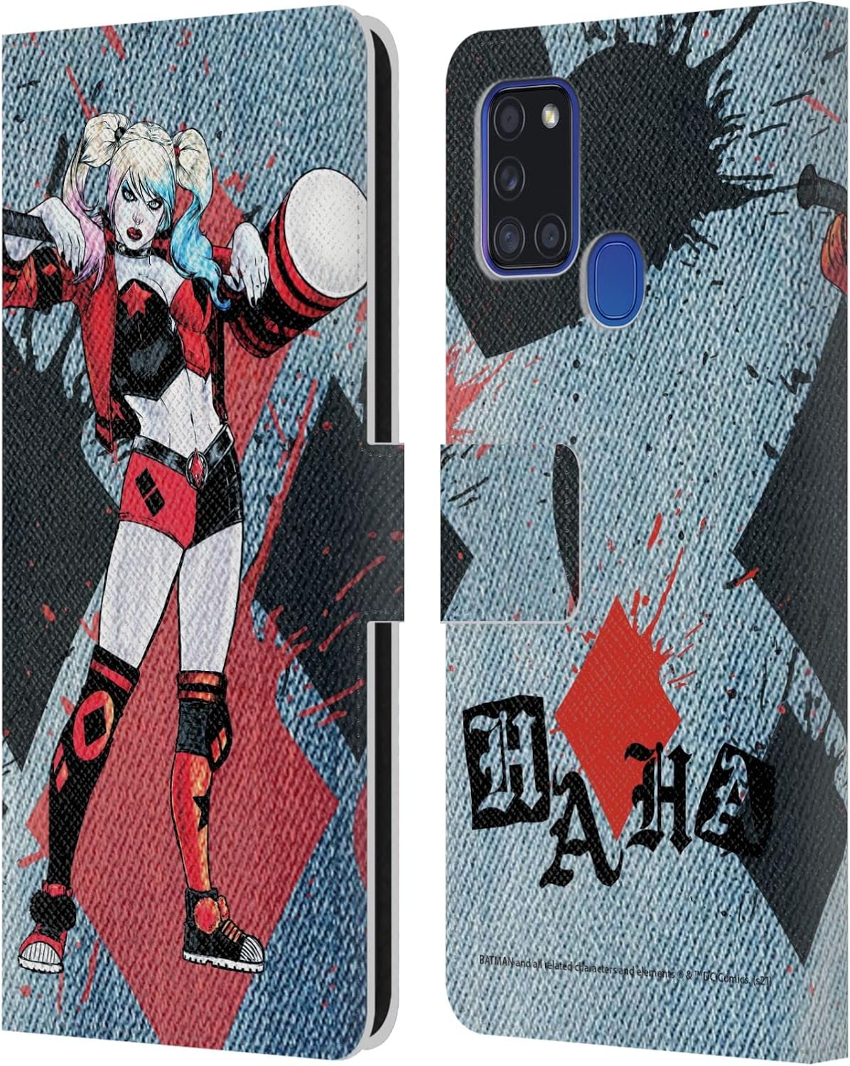 Head Case Designs Officially Licensed Batman DC Comics Mallet Harley Quinn Graphics Leather Wallet Case Compatible with Samsung Galaxy A21s (2020)