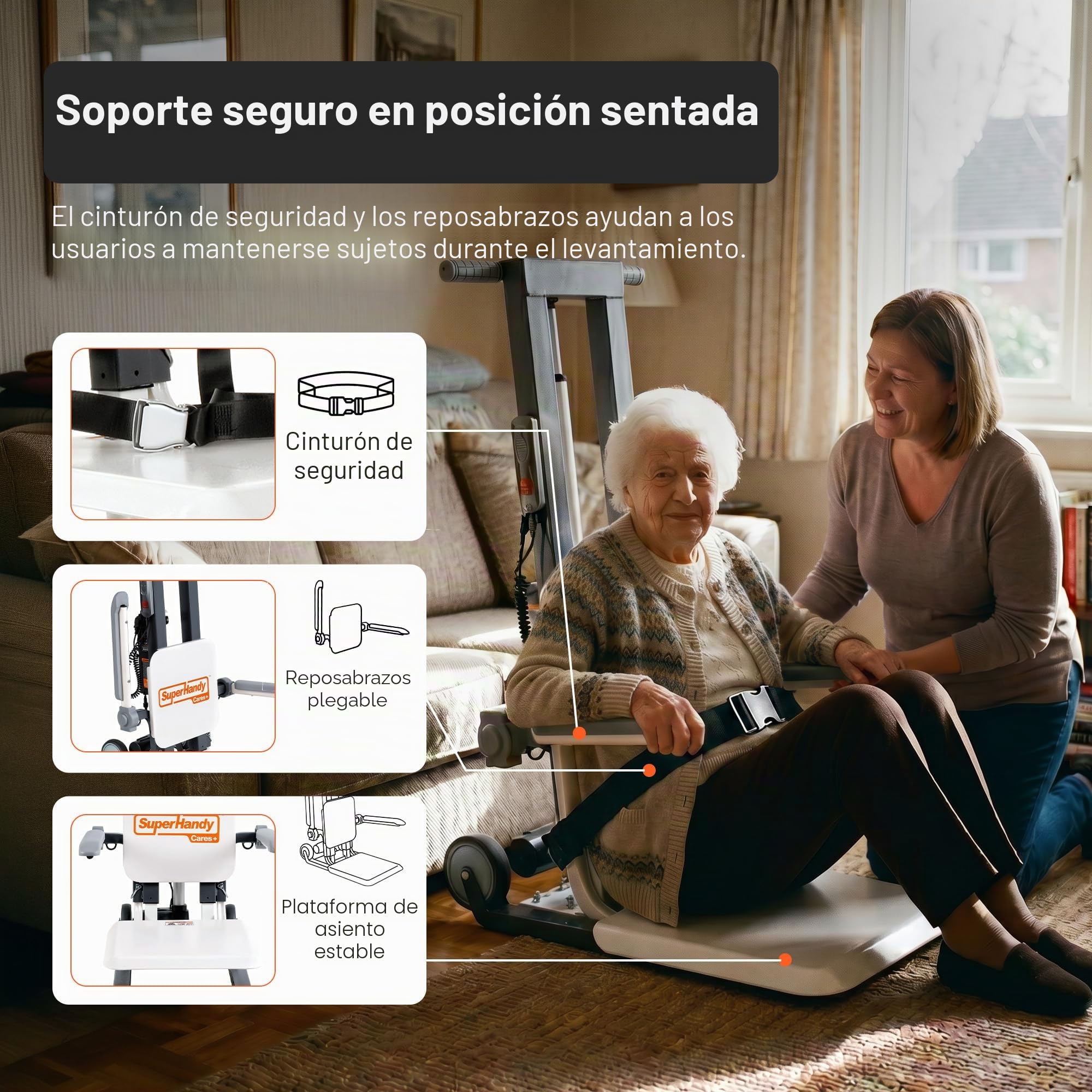 SuperHandy GoRise - Elevador eléctrico de suelo a pie, capacidad de 500 libras, asistencia de pie, portátil, ajustable, ergonómico, fácil almacenamiento, pendiente de patente (FS (elevación de piso))