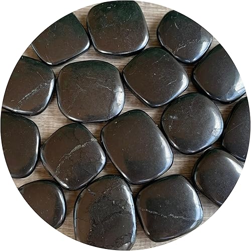 Piedras lisas de shungita, piedra de preocupación de shungita, piedra de palma de shungita, piedra preciosa de shungita lisa, piedra de bolsillo (1