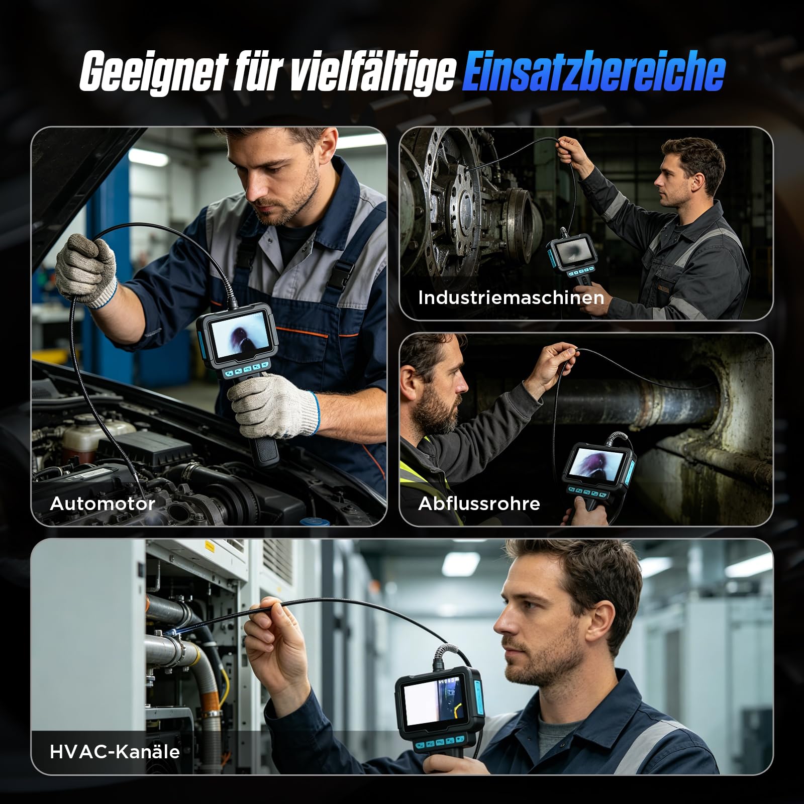 210° drehbare Endoskopkamera mit Licht, 1080P HD Inspektionskamera