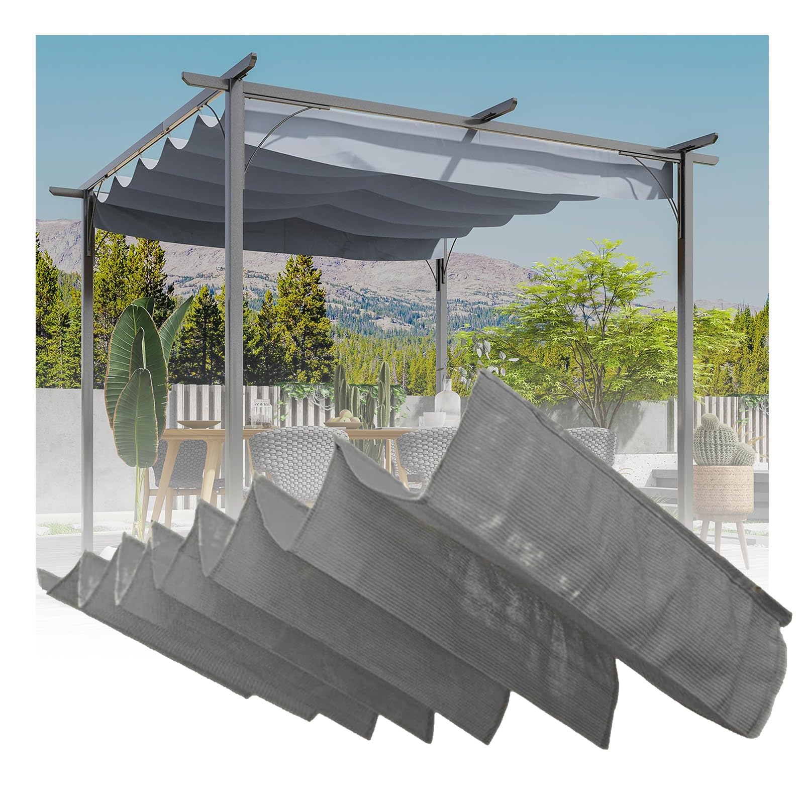 Pare-soleil rétractable en U 1,6x3m housse pergola télescopique jardin