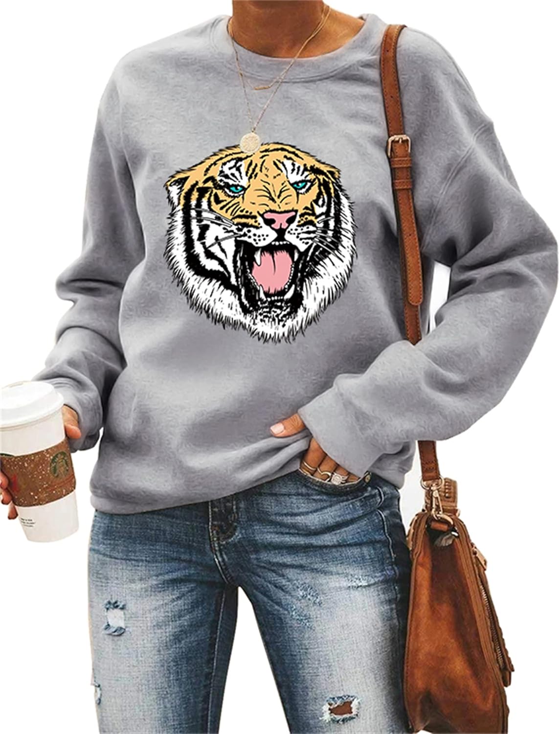 Sea Zaela Women Casual Fall Oversized Sweatshirts For Women Long Sleeve Tops Crewneack Cute Graphic Loose Fit Pullover - Image 2