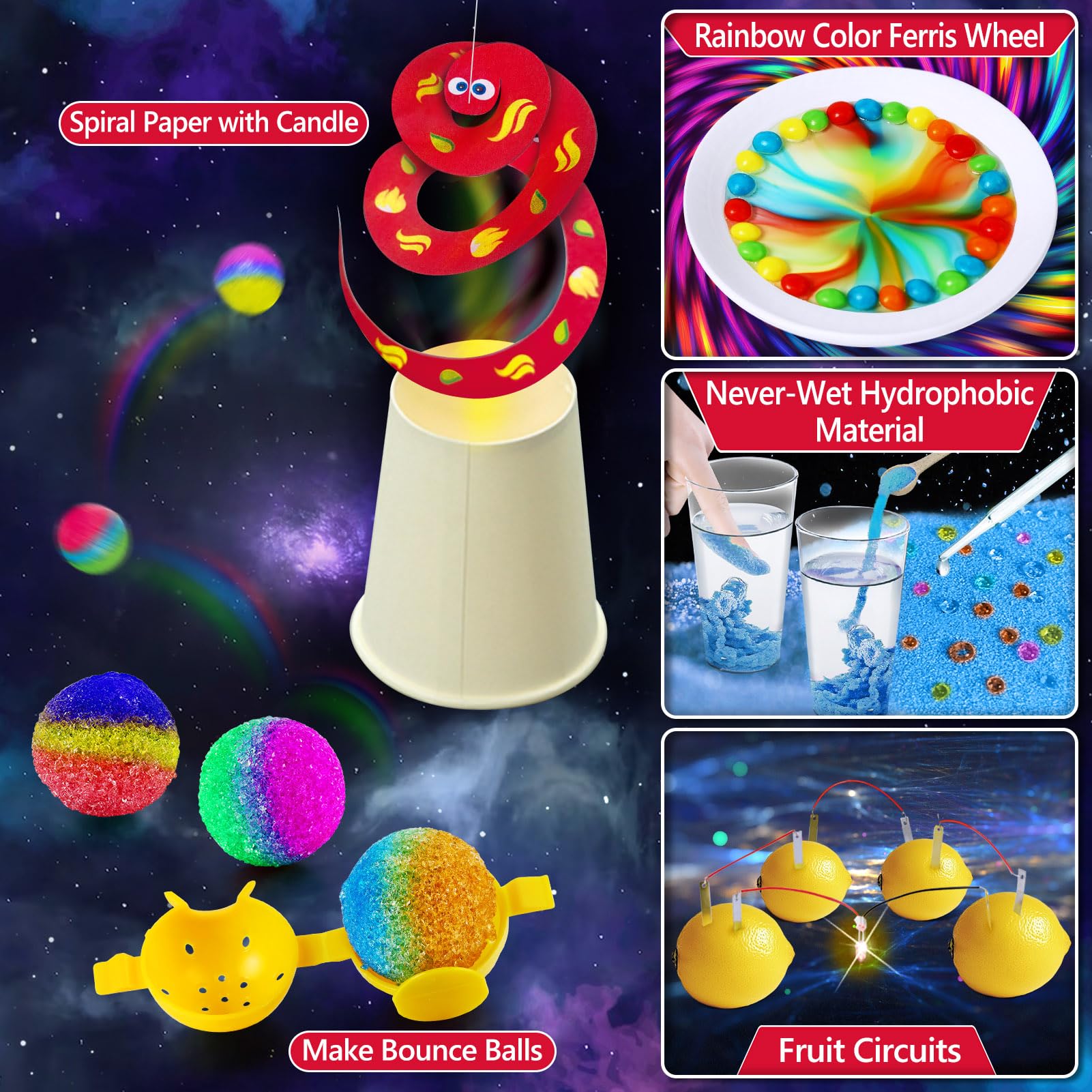 UNGLINGA Kit Científico con 210 Experimentos para Niños, Kit de Ciencias Juego de Química Laboratorio Set, Juguete CTIM Educativo Ideas de Regalo de Cumpleaños, Volcán, Cristales