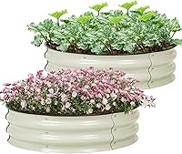 Vista 19 de Aoodor Cama de jardín elevada de metal de 9 pulgadas de alto y 30 pulgadas, maceta para exteriores y kit de jardín elevado para verduras, flores