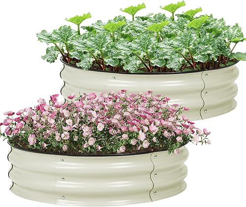 Aoodor Paquete de 2 camas de jardín elevadas de metal de 9 pulgadas de alto y 30 pulgadas, jardinera para exteriores y kit de jardín elevado para