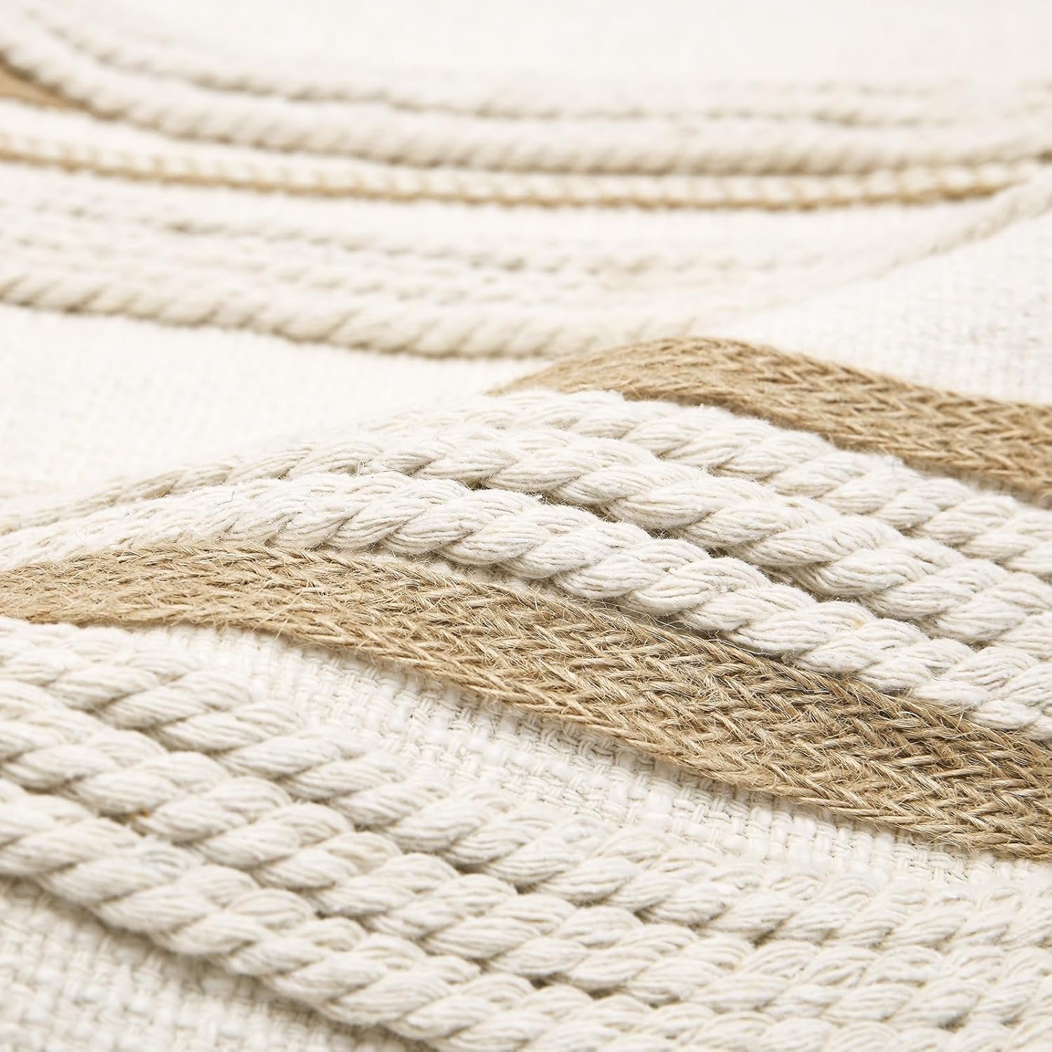 Decorative Lumbar Pillow Cover 12x28, Handwoven Boho Long Body Pillow for Bed Farmhouse Lumbar Throw Pillow, Cotton Linen Tassel Cushion Case for Sofa, Living Room, Bedroom(Beige)