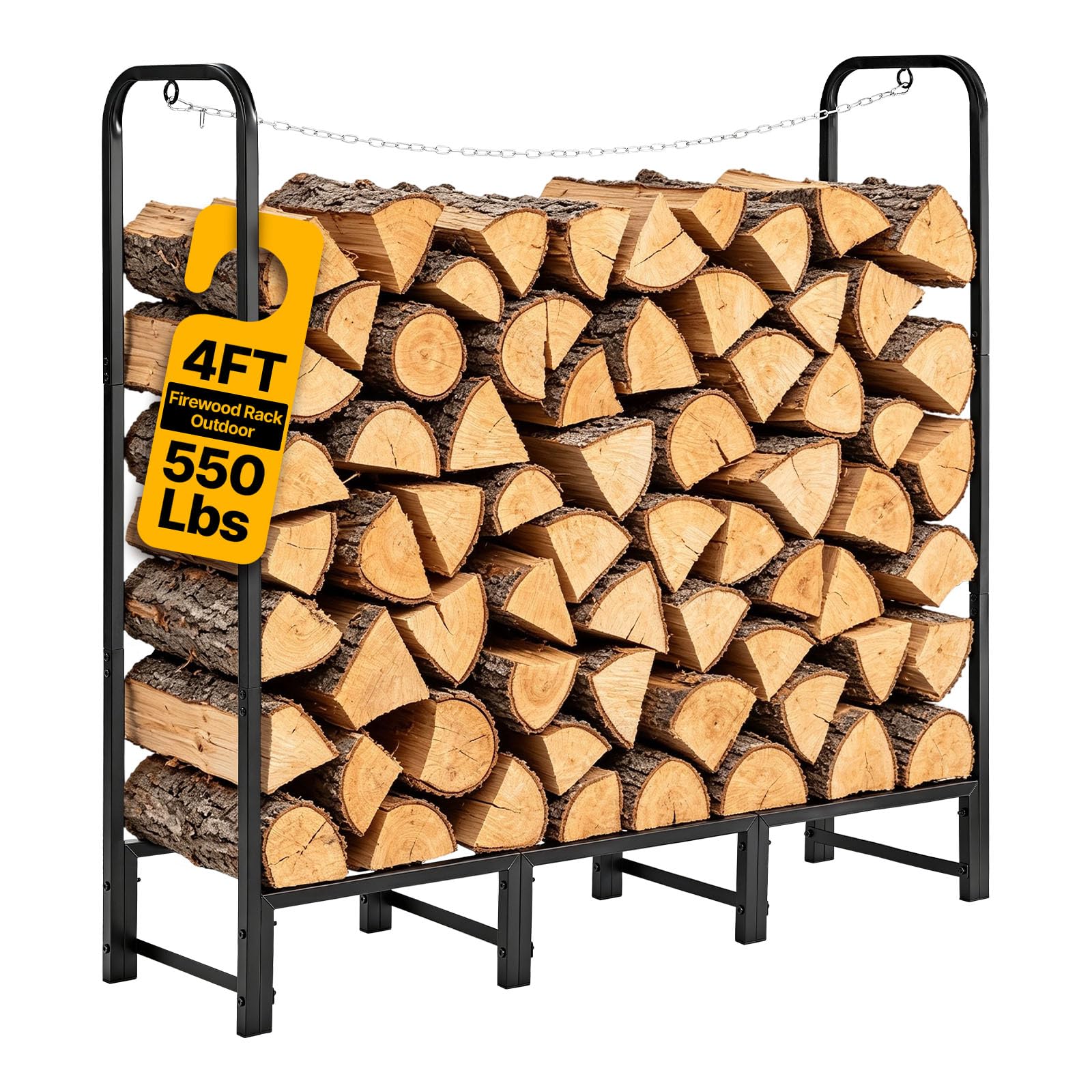 VEVOR Firewood Rack 4ft 1/4 Cord Heavy Duty Outdoor Wood Storage Holder