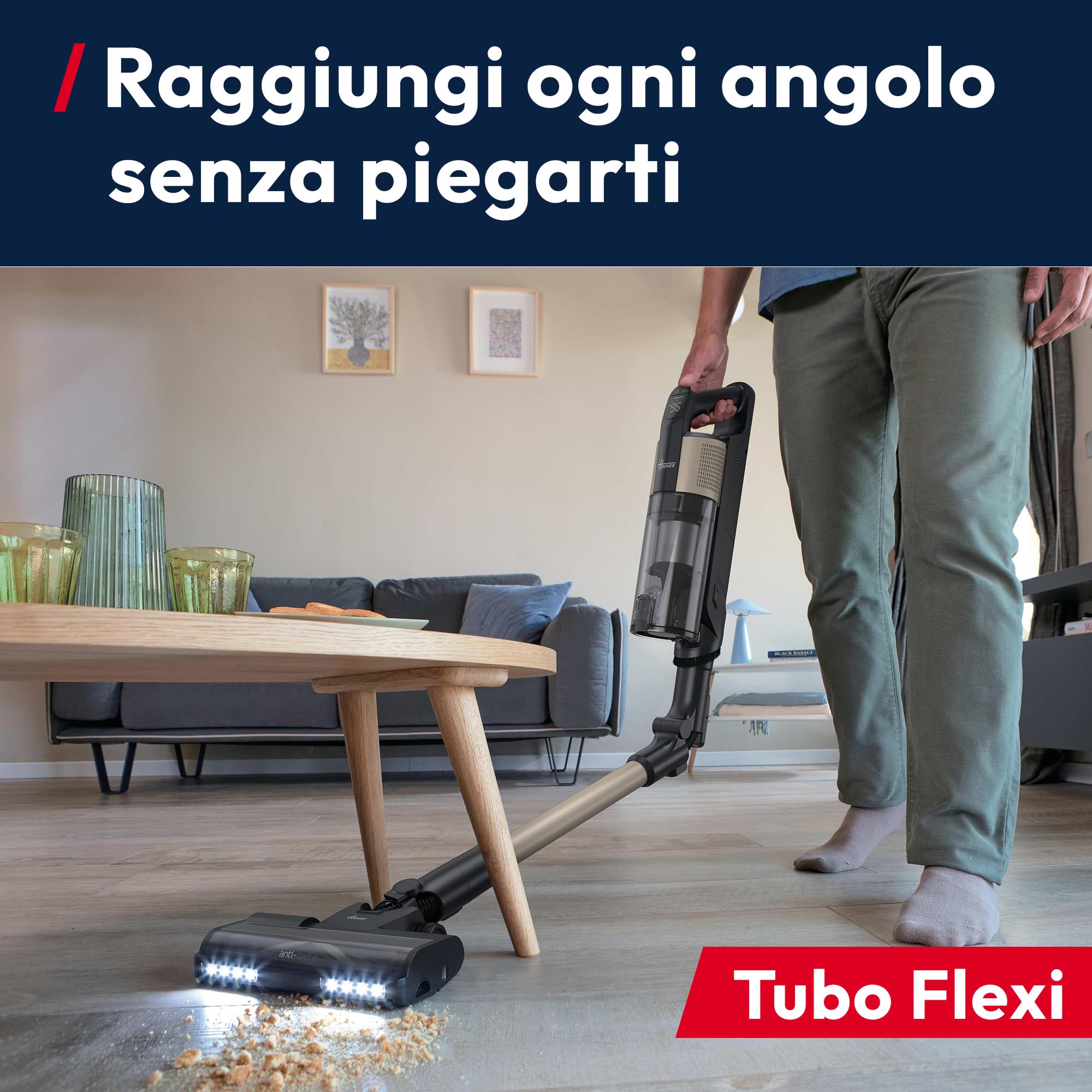Hoover HF3 CORE Pet Flexi Aspirapolvere Senza Filo con tubo flessibile, fino a 110 AW, autonomia 60 minuti, Anti-Twist, spazzola All Floor a doppio bordo, QuickPark, Mini Turbo Spazzola [HF3CZ10PX]