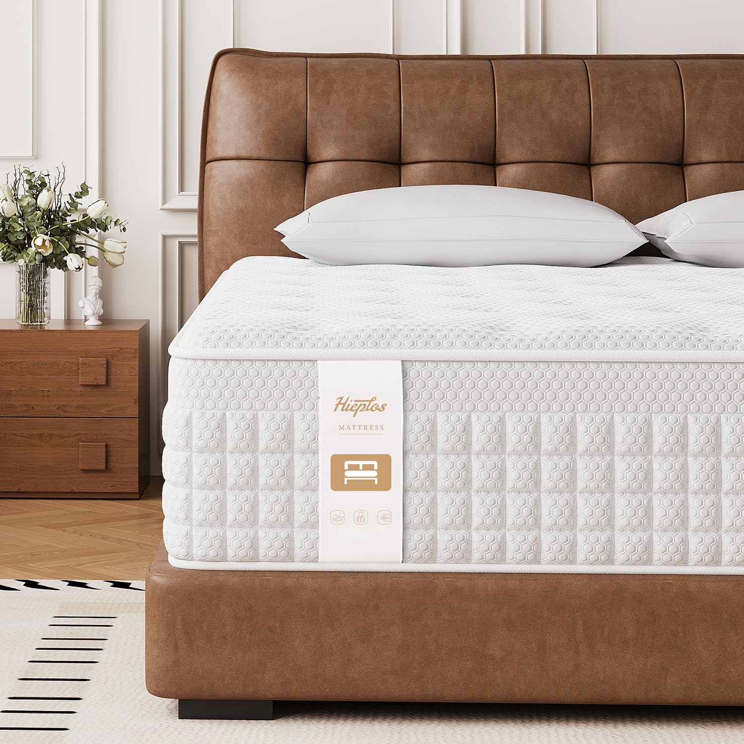 Hieptos Matratze 160x200 cm Höhe 28cm, Härte H3 H4, 9-Zonen Taschenfederkernmatratze, mit Komfortschaum, Orthopädische ergonomische Matratze, Öko-TEX & CertiPUR Zertifiziert, Druck- & Rückenschmerzen