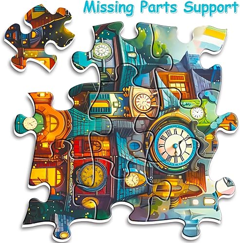 Miniatura 6 de Rompecabezas de casa de reloj para adultos de 1000 piezas, rompecabezas de bosque mágico imposible, rompecabezas de torre de reloj arcoíris difícil