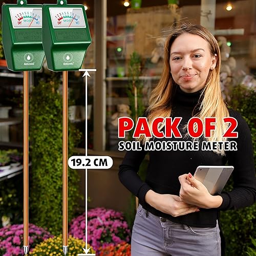 Miniatura 7 de Antonki Paquete de 2 medidores de humedad del suelo, medidor de agua para plantas de jardinería, agricultura, probador de suelo, sensor higrómetro