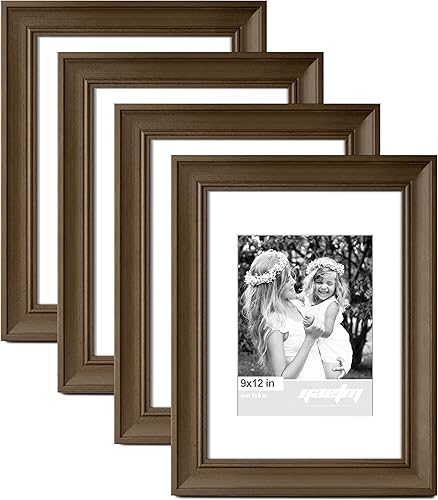 Miniatura 46 de Yaetm Portarretratos dorado de 16 x 20 pulgadas con paspartú de 11 x 14 pulgadas, juego de 4 unidades, molduras de 1.4 pulgadas de ancho y marco