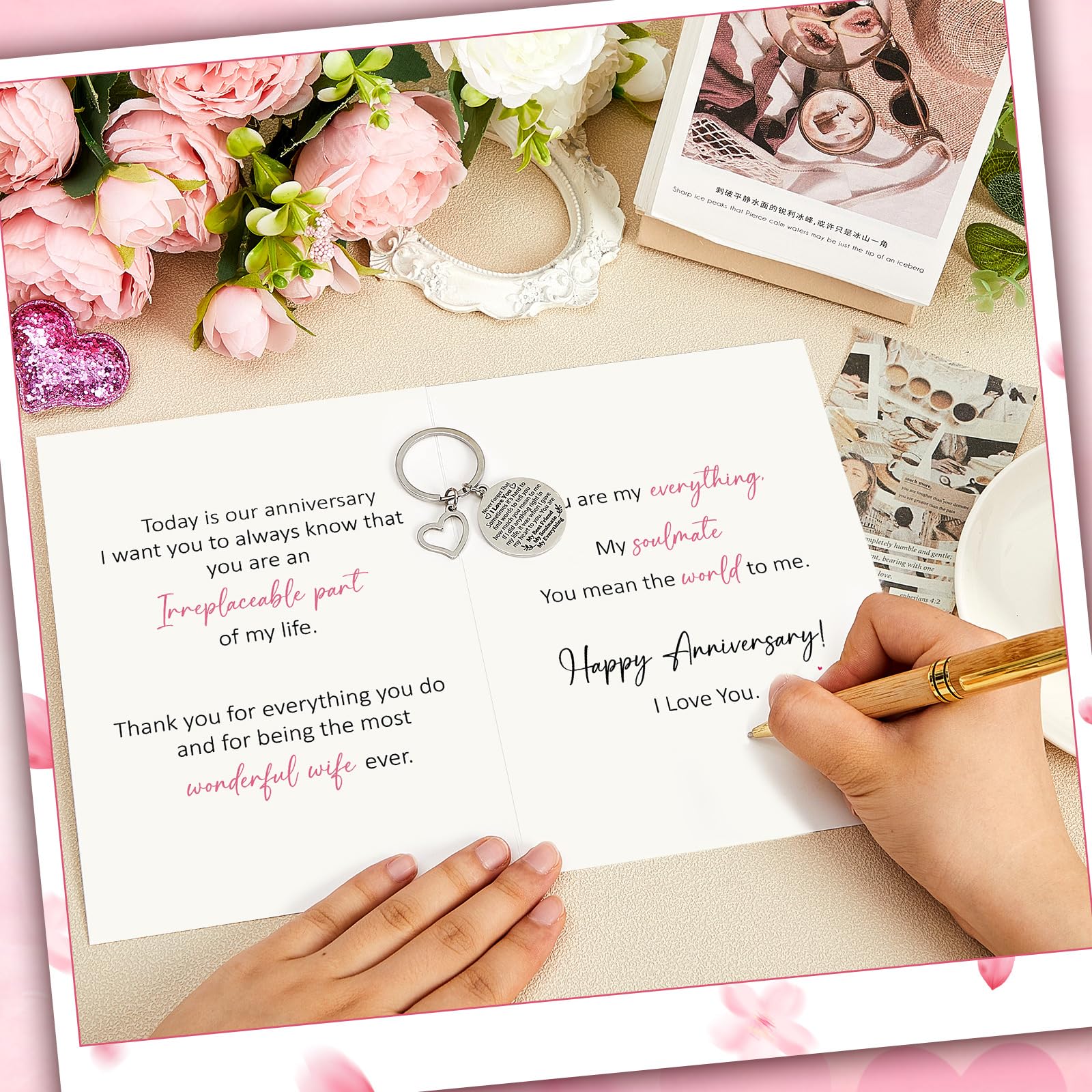 Faccito Wife Gift Set 'never Forget I Love You' Anniversary Keyring and Card with Envelope Keychain Ideal Presents for Wife Girlfriend from Husband Boyfriend - Image 4