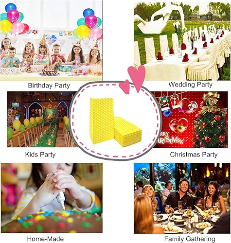 Miniatura 6 de Bolsas de papel de lunares amarillas, bolsas de regalo para aperitivos, frutos secos, golosinas para baby shower, cumpleaños de niños y fiestas de
