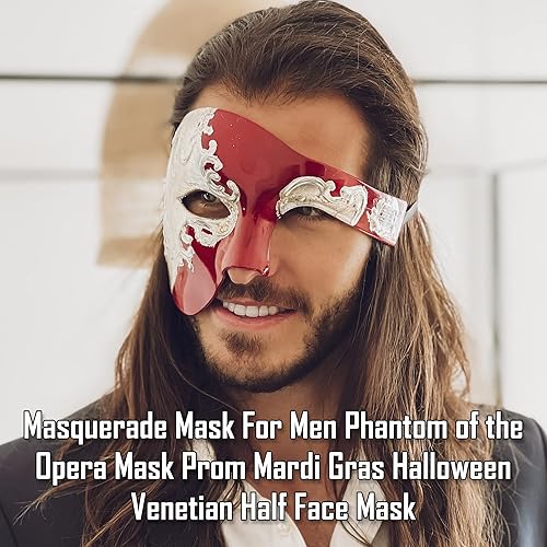 Miniatura 3 de Máscara de mascarada para hombre, máscara del fantasma de la ópera, máscara de baile de graduación, Mardi Gras, Haloween veneciano, media cara