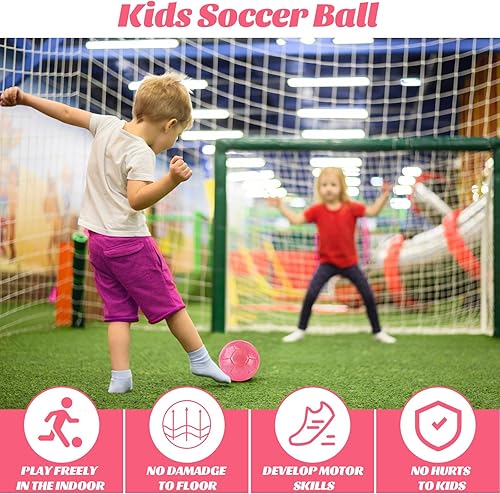 Miniatura 3 de DLUGOPIS Balón de fútbol rosa brillante para niños pequeños, edad 3 a 8 años, interiorexterior, tamaño pequeño para niños y niñas (rosa brillante, 1)