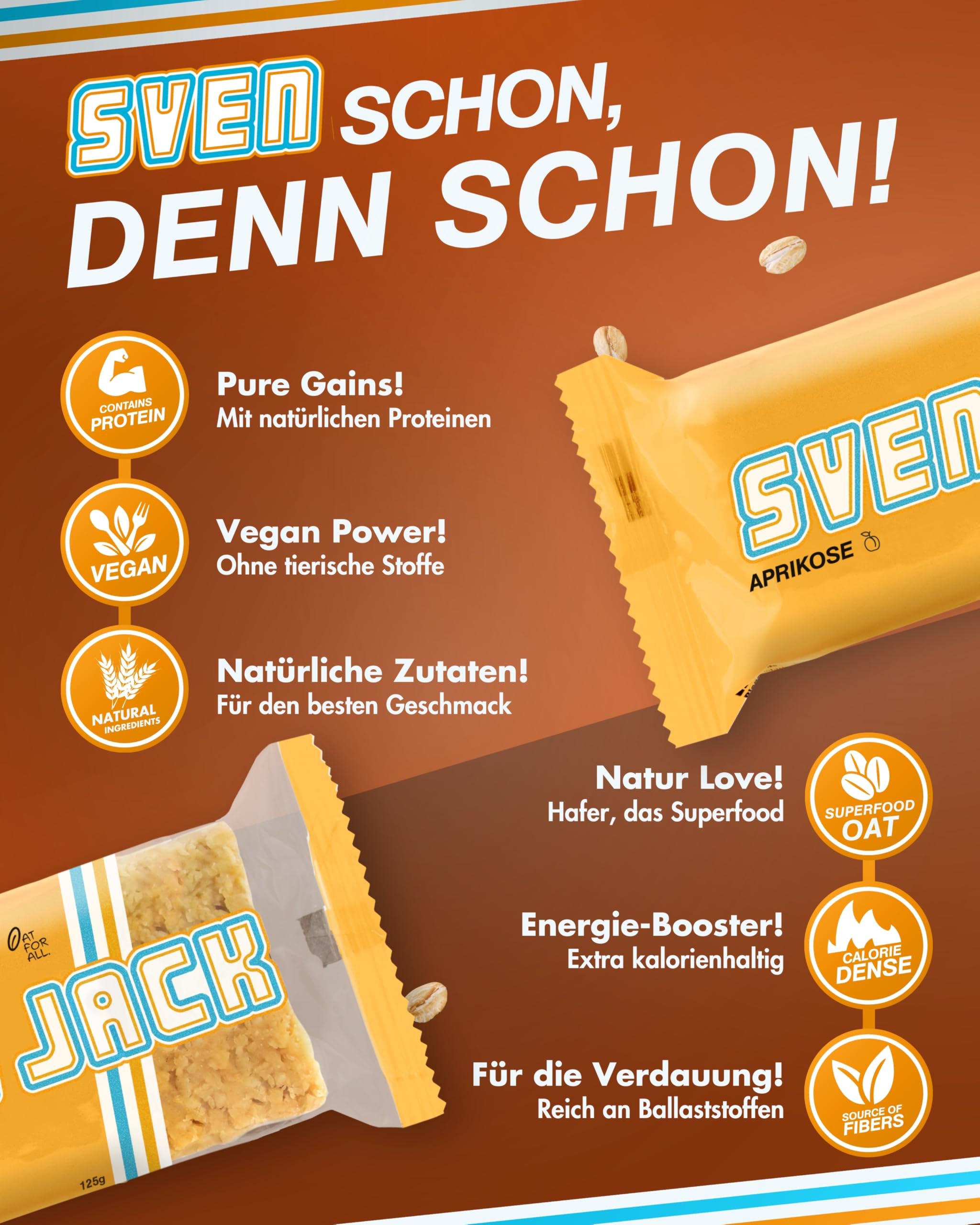 Sven Jack (Energy Cake) ALL IN ONE Haferriegel Mix Box 24x 125g I Original Haferflocken Energieriegel I Vegane Haferriegel I Langkettige Kohlenhydrate & wenig Zucker I Verschiedene Sorten
