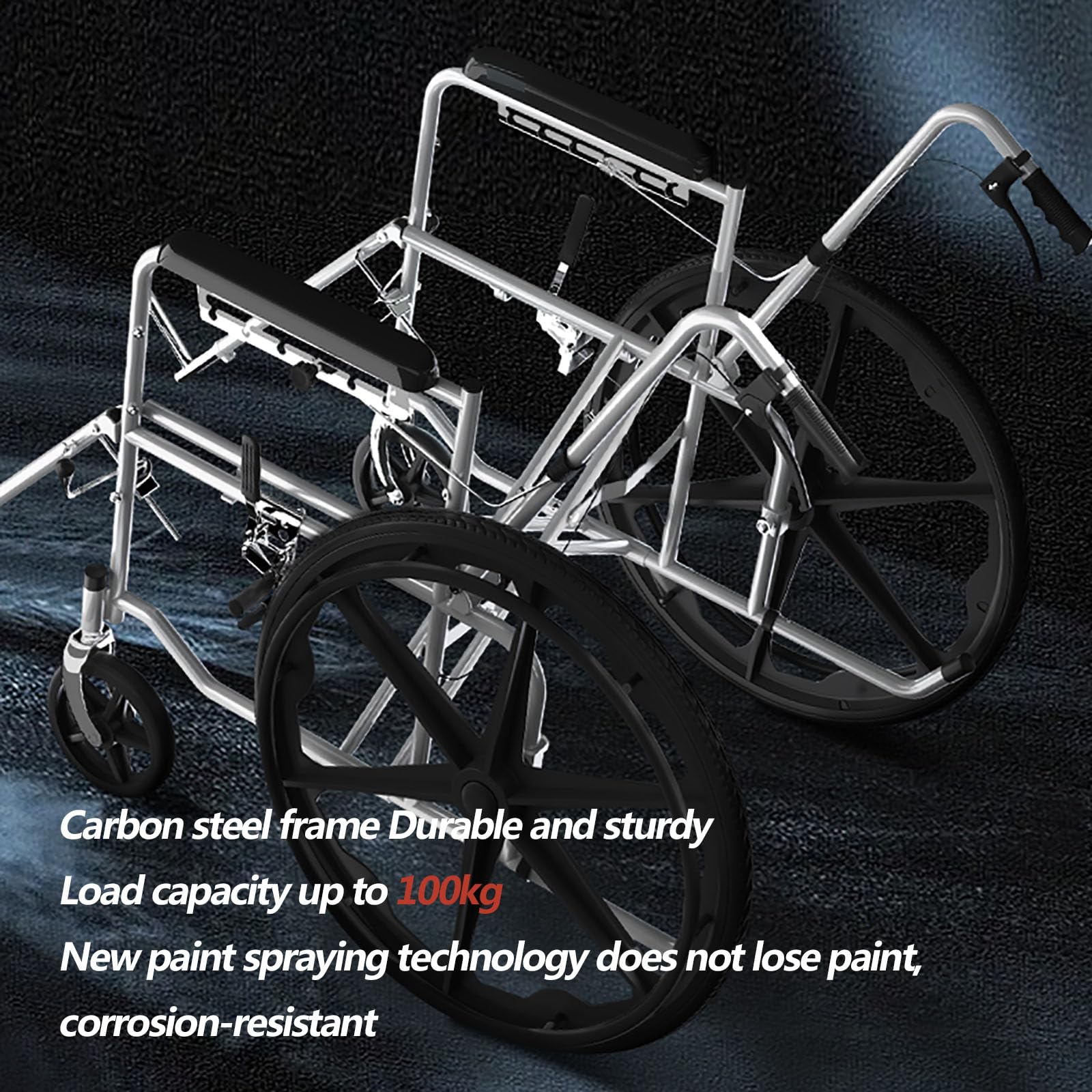 Silla de ruedas autopropulsada de aluminio, plegable, ligera, manual, con frenos de mano, silla de ruedas portátil para adultos para tránsito, diseño ultra compacto