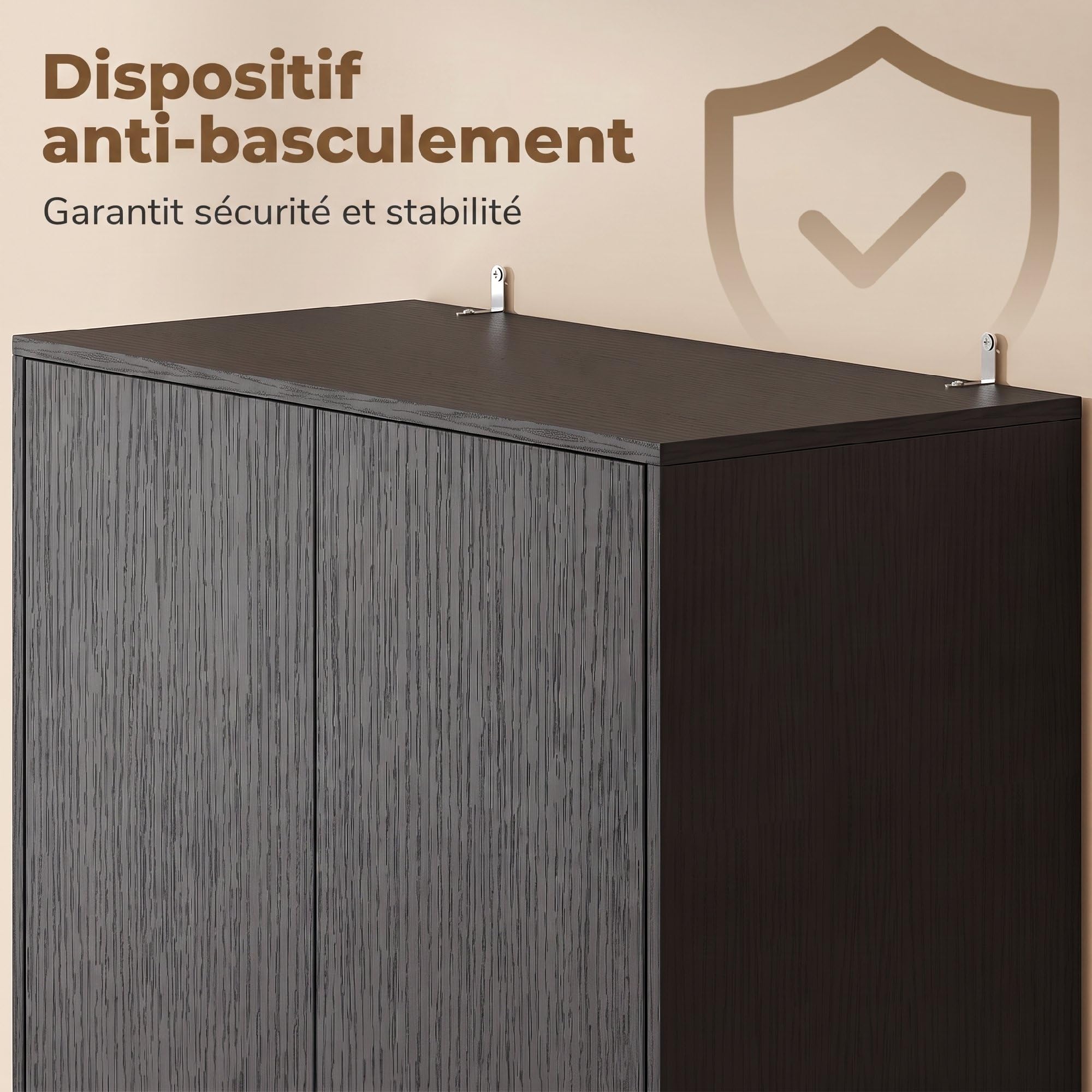 HOMCOM Buffet Haut Cuisine Armoire de Cuisine 4 Portes 60x30x170cm Noir
