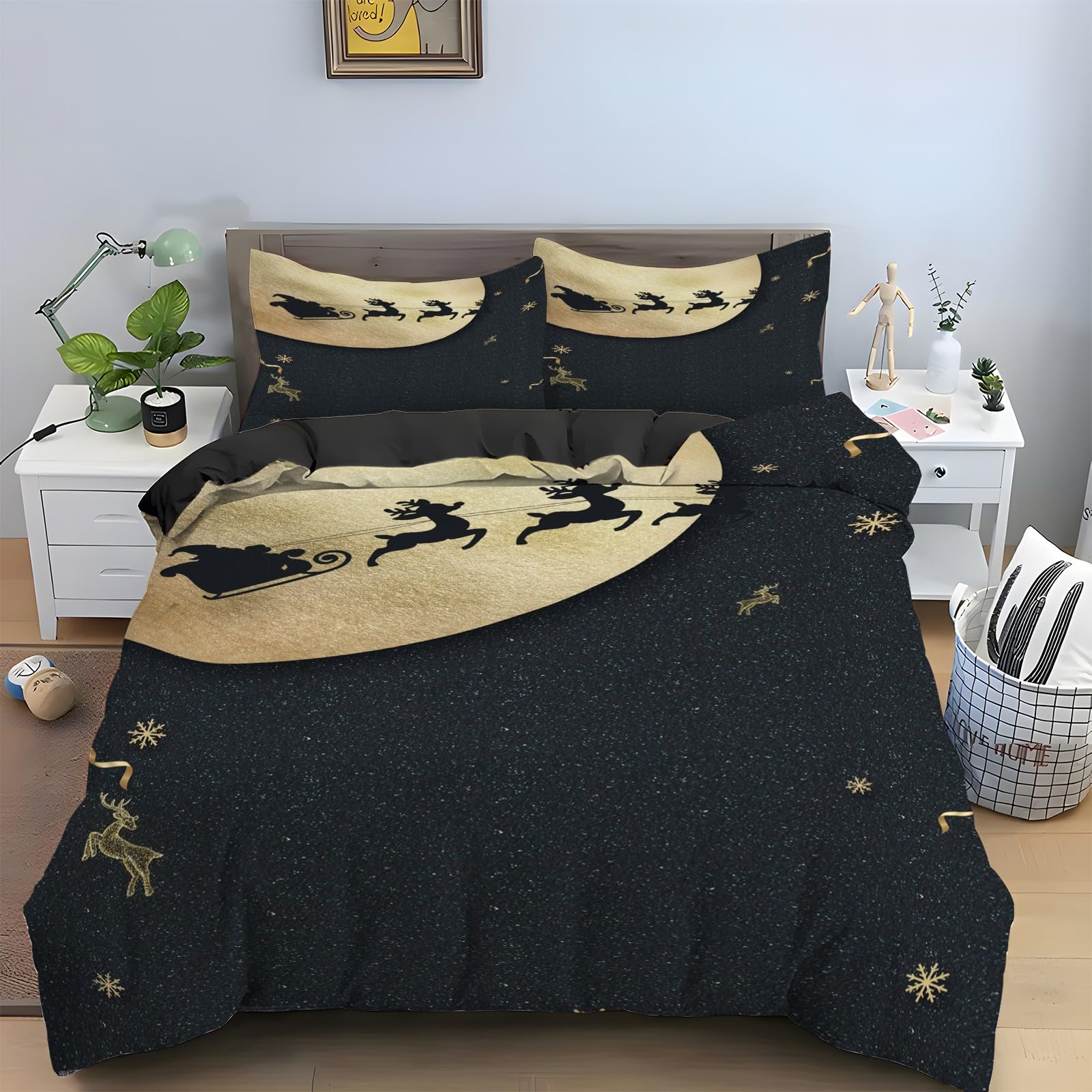 Housse de Couette 200x200 avec Fermeture Éclair Facile et Anti-Glisse
