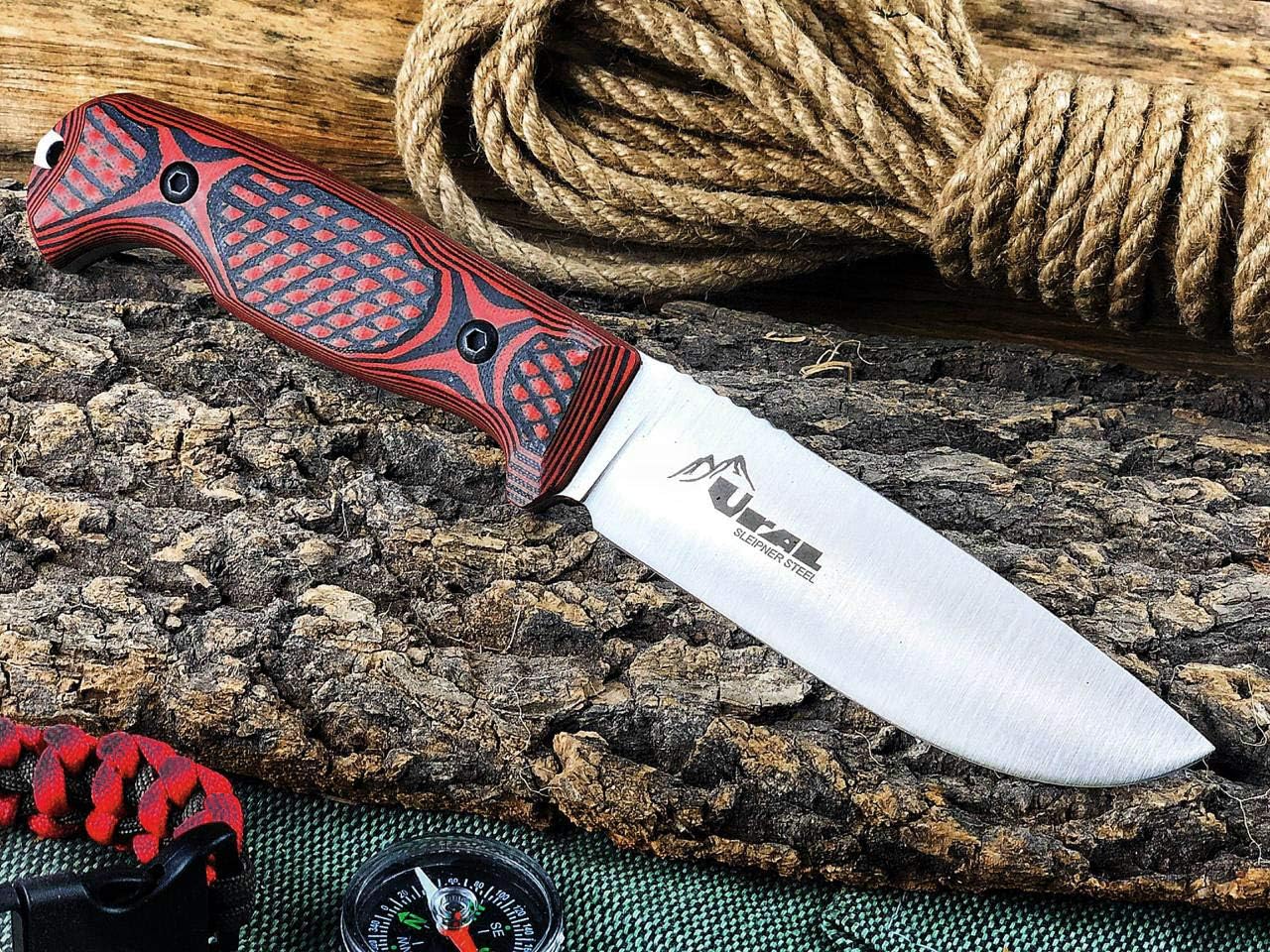 New Arrivals Kizlyar Supreme Ural Sleipner Satin Fixed Blade G10 KK0125, Red