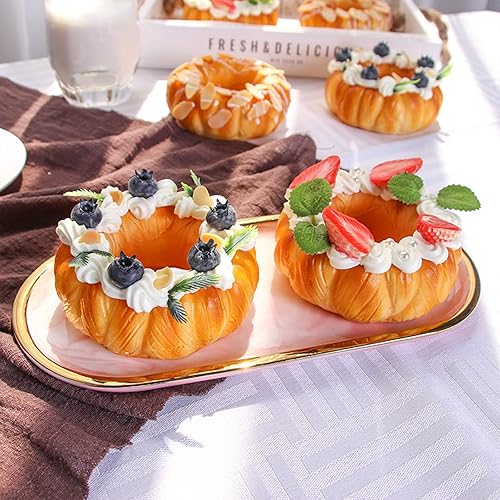 Miniatura 4 de Firlar 3 donas de simulación para tartas falsas, pastel de frutas artificiales simulación de alimentos realistas, simulación de pasteles de