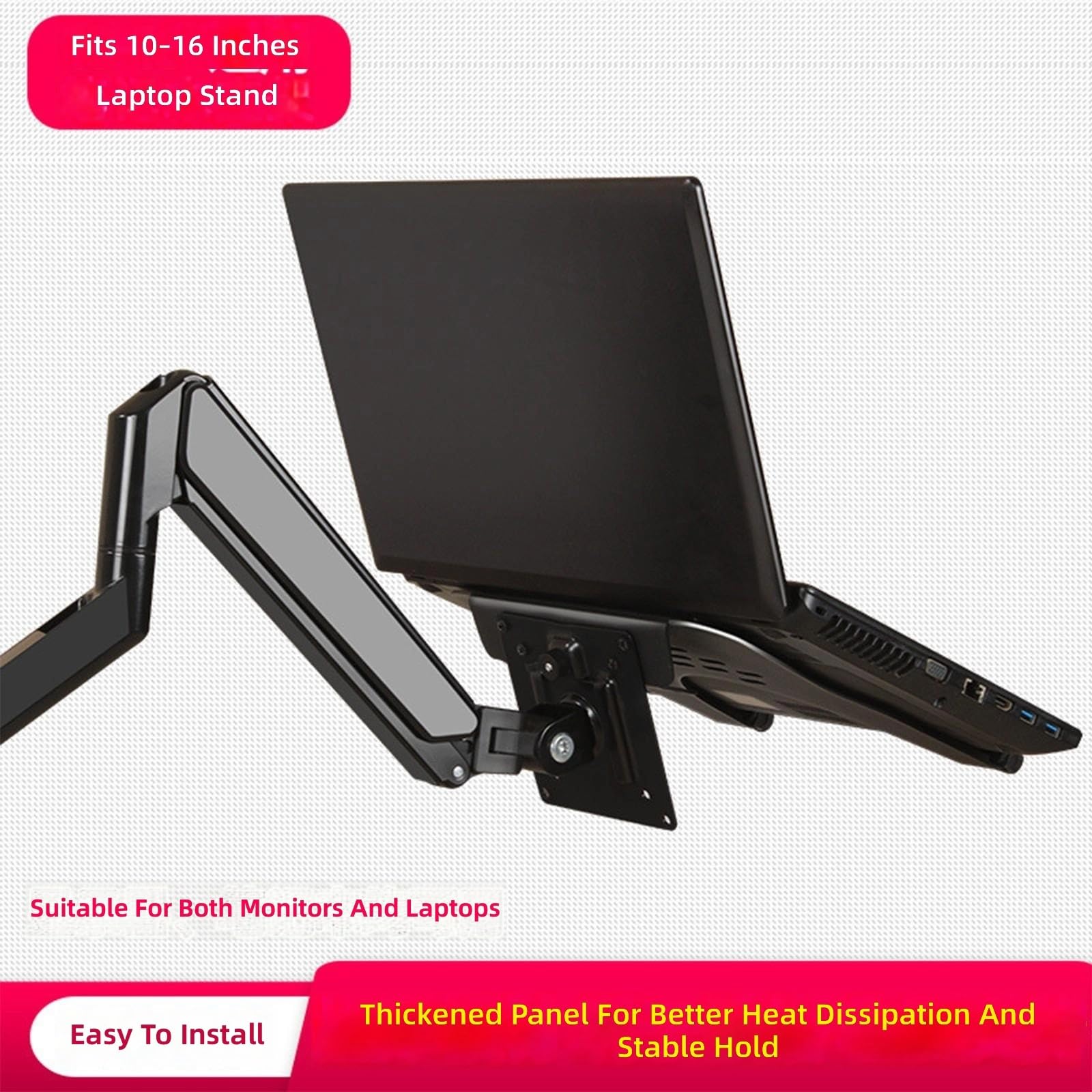 Soporte ergonómico para portátiles de 10 a 16 pulgadas, inclinable, ajustable, giratorio